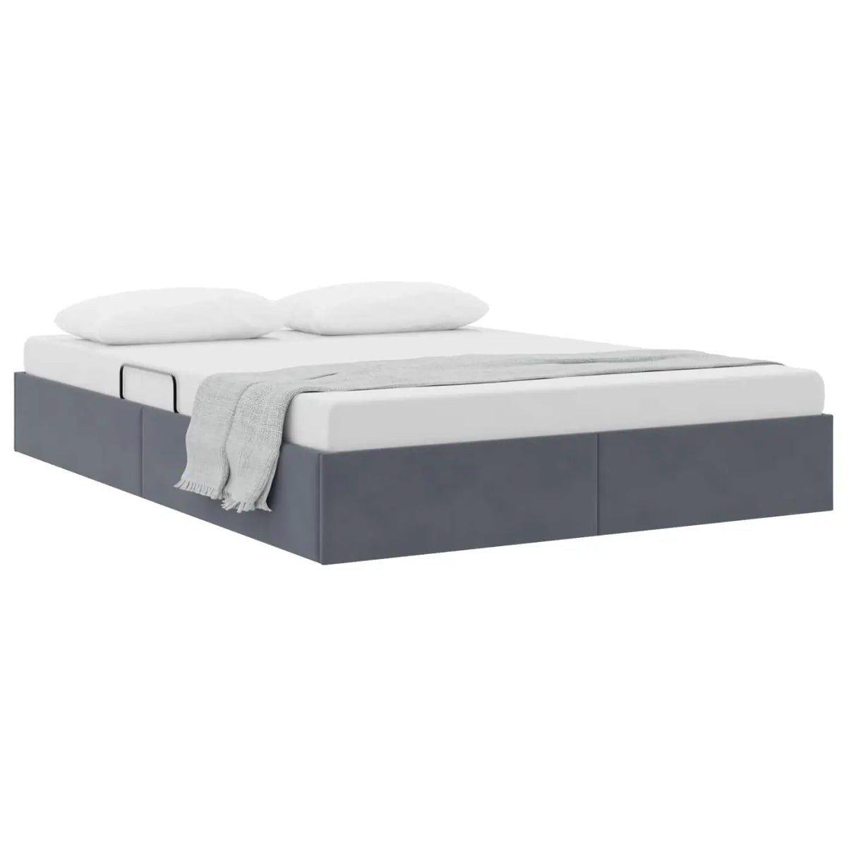Cadre de lit ottoman Gris foncé 140 x 190 cm Velours - XIOS
