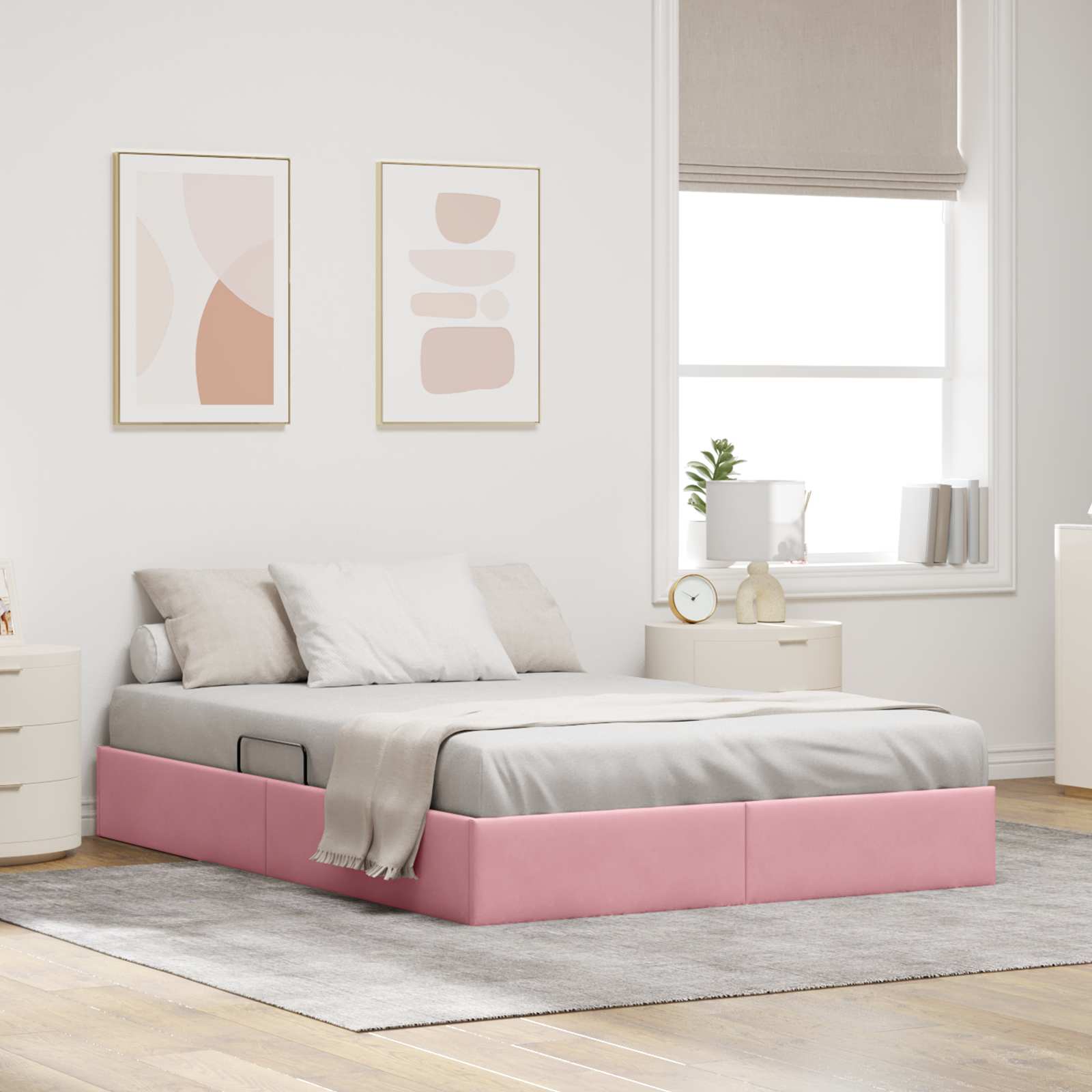 Cadre de lit ottoman avec stockage Rose 140 x 200 cm Velours - XIOS