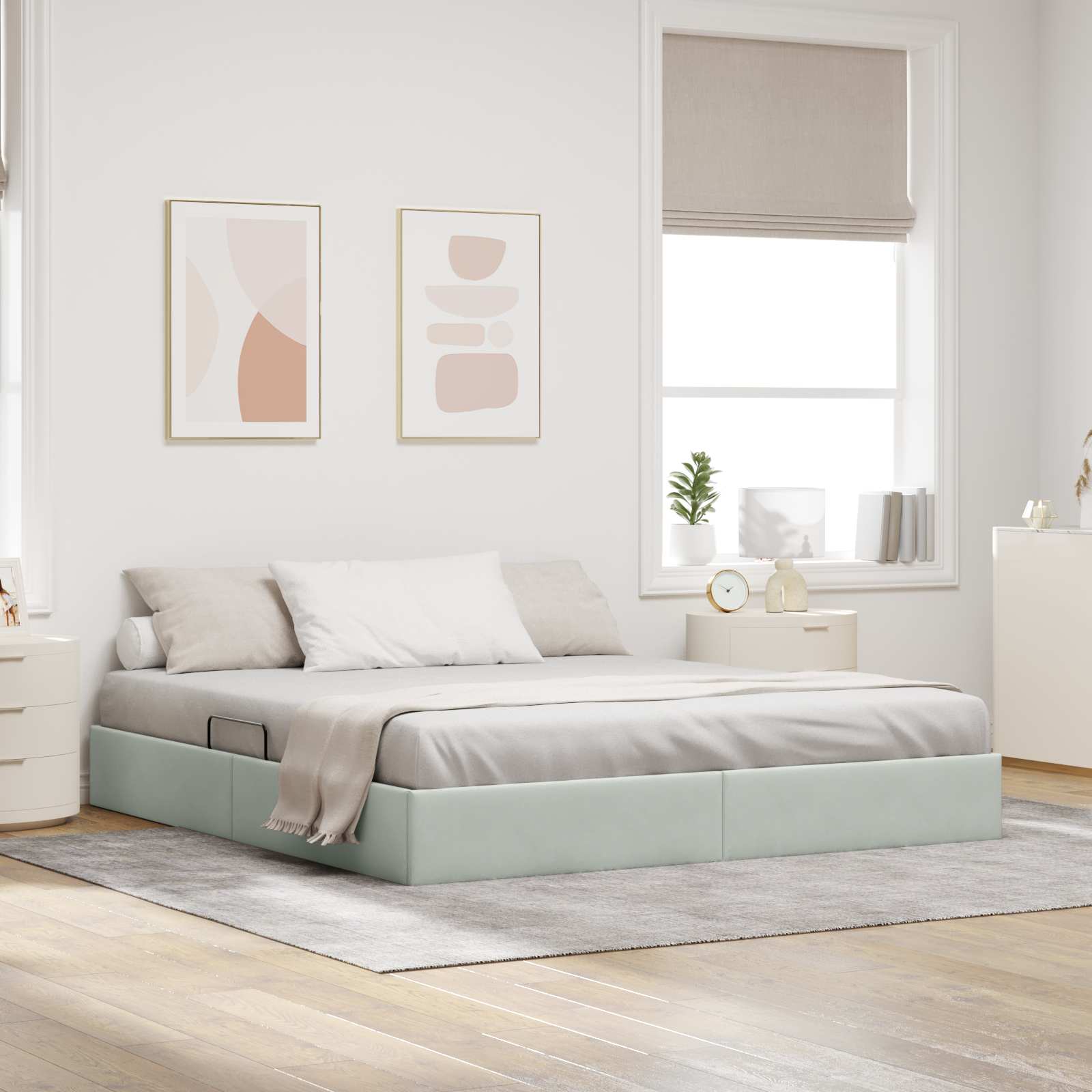 Cadre de lit ottoman Gris clair 160 x 200 cm Velours - XIOS
