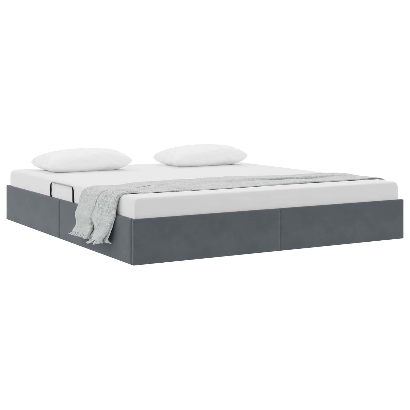 Cadre de lit ottoman Gris foncé 160 x 200 cm Velours - XIOS