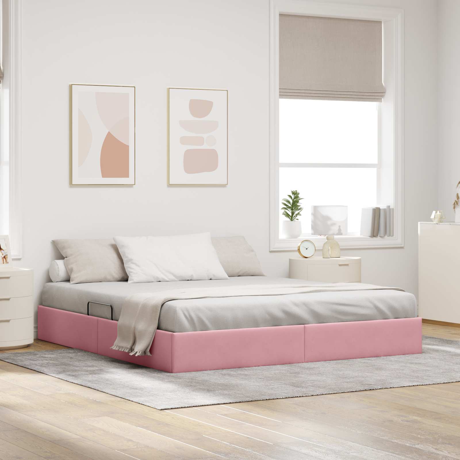 Cadre de lit ottoman avec stockage Rose 180 x 200 cm Velours - XIOS