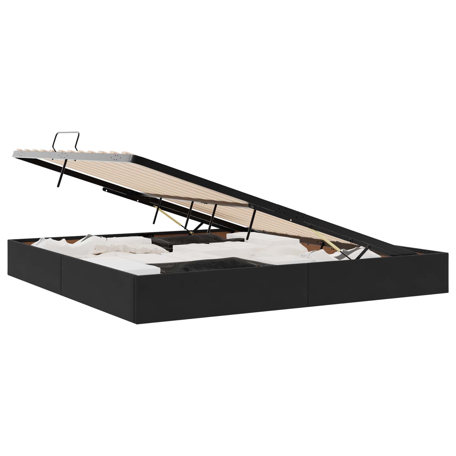 Cadre de lit ottoman avec stockage Noir 200 x 200 cm Velours - XIOS