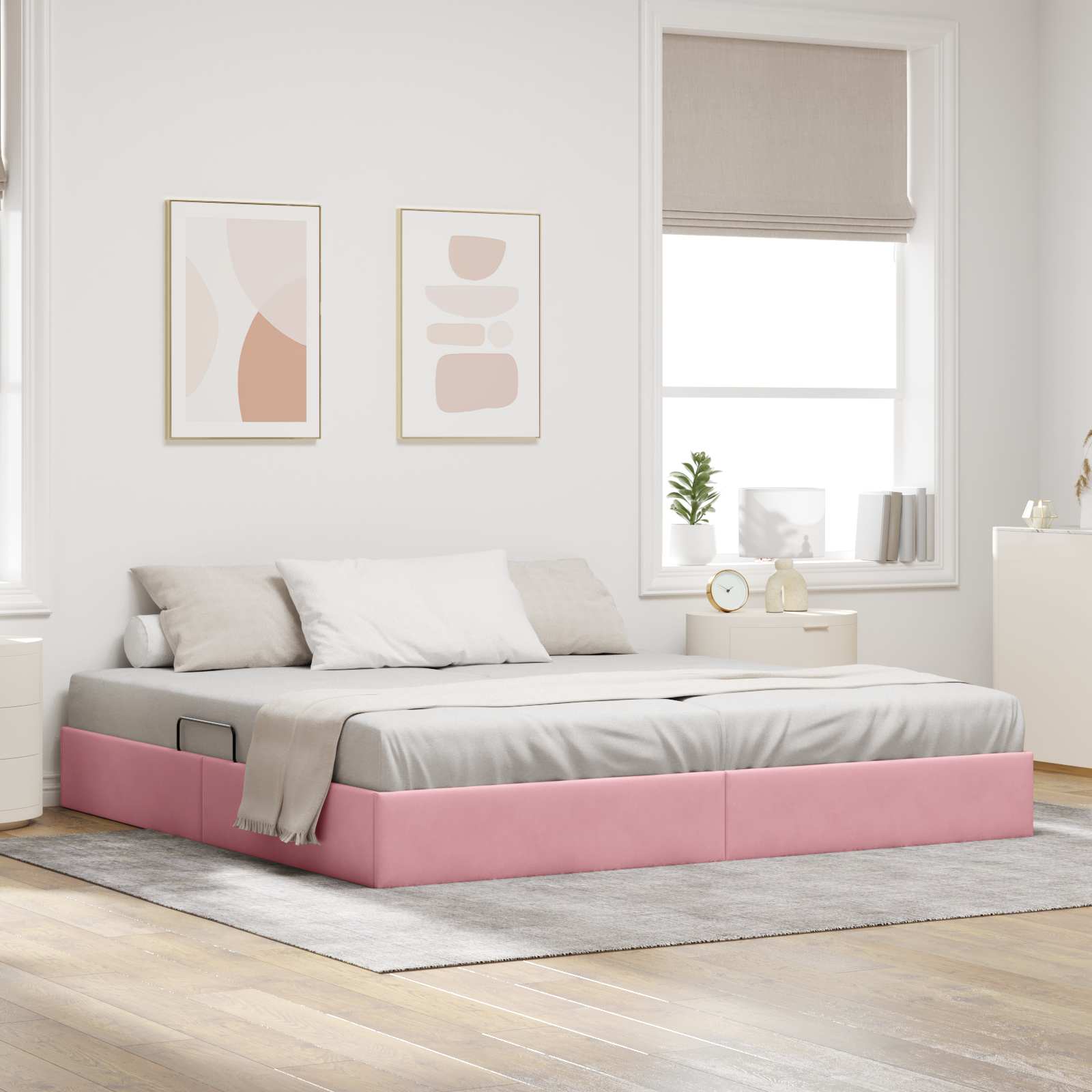 Cadre de lit ottoman avec stockage Rose 200 x 200 cm Velours - XIOS