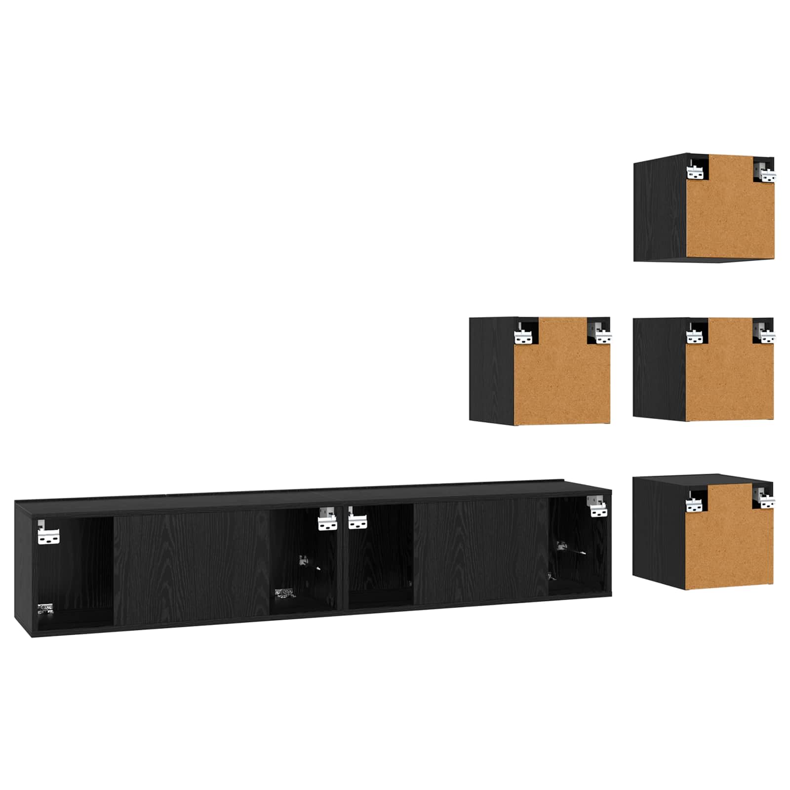 Ensemble meuble TV 6 pc Chêne noir Bois d'ingénierie