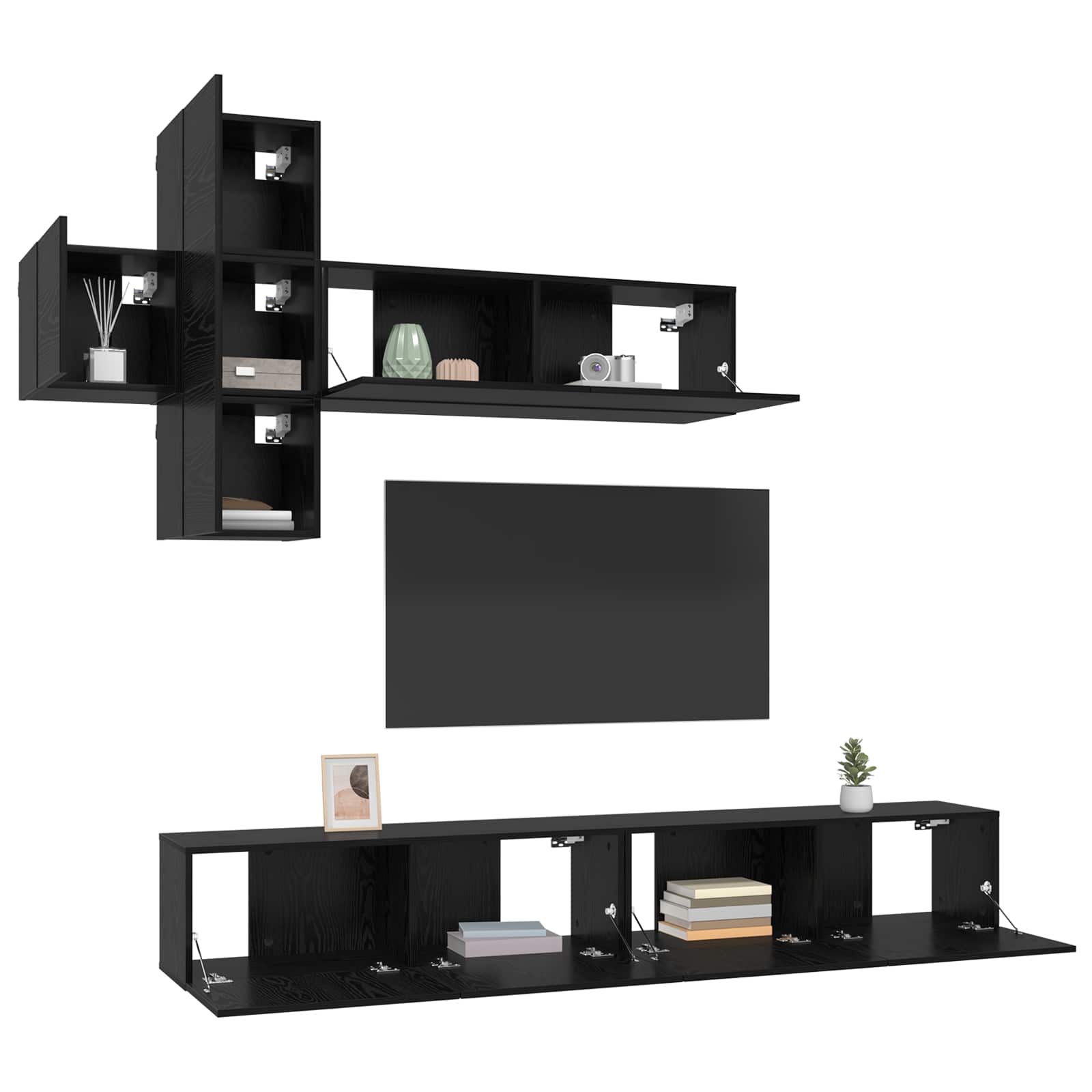 Ensemble meuble TV 7 pcs Chêne noir Bois d'ingénierie - XIOS