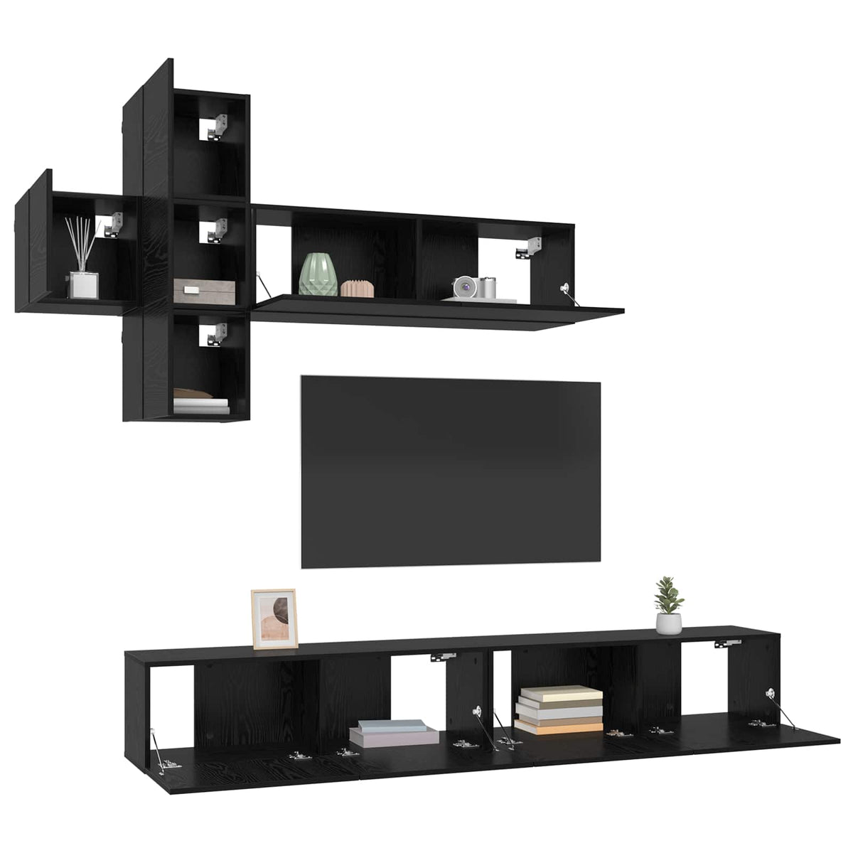 Ensemble meuble TV 7 pcs Chêne noir Bois d'ingénierie