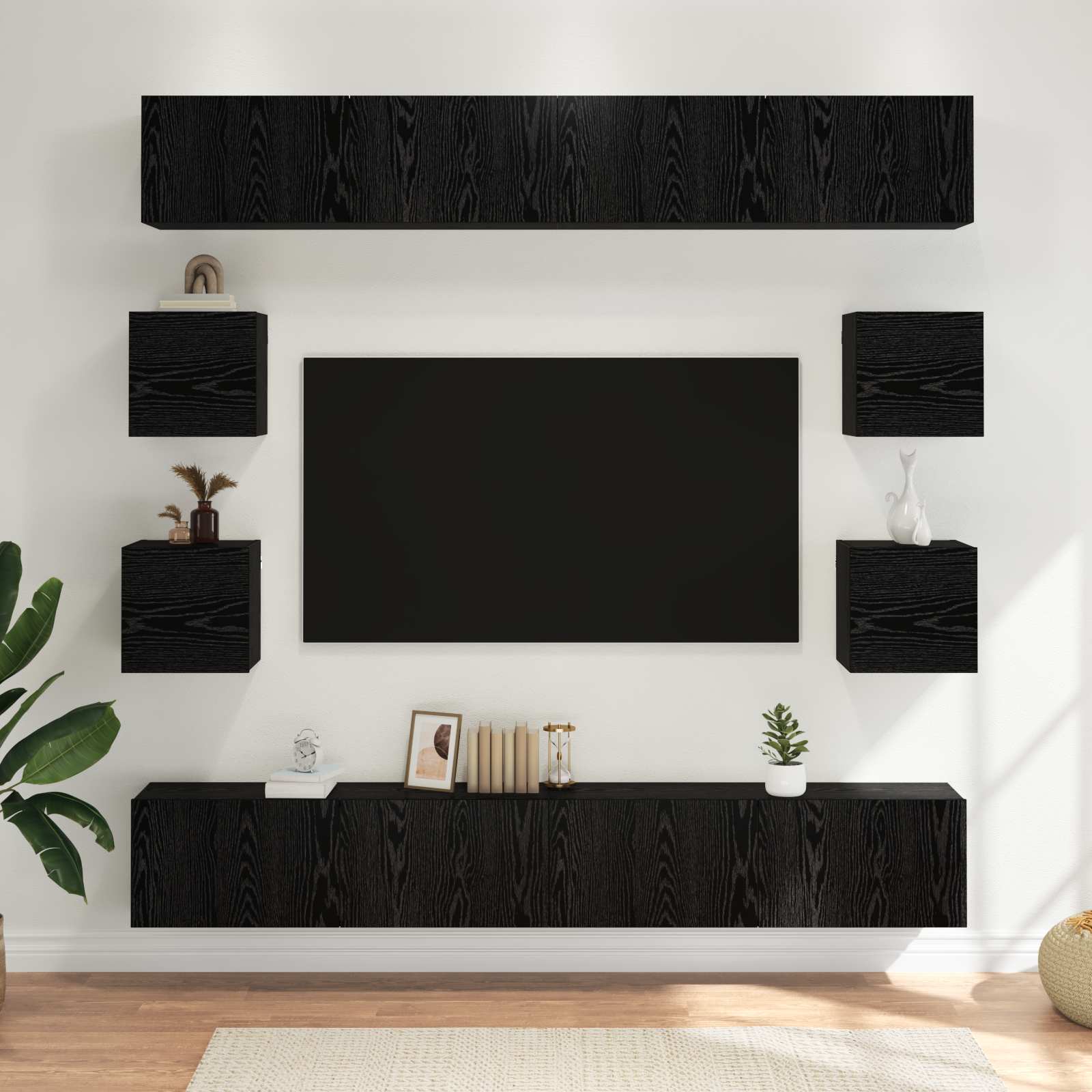 Ensemble meuble TV 8 pcs 100 x 30 x 30 cm Chêne noir - XIOS