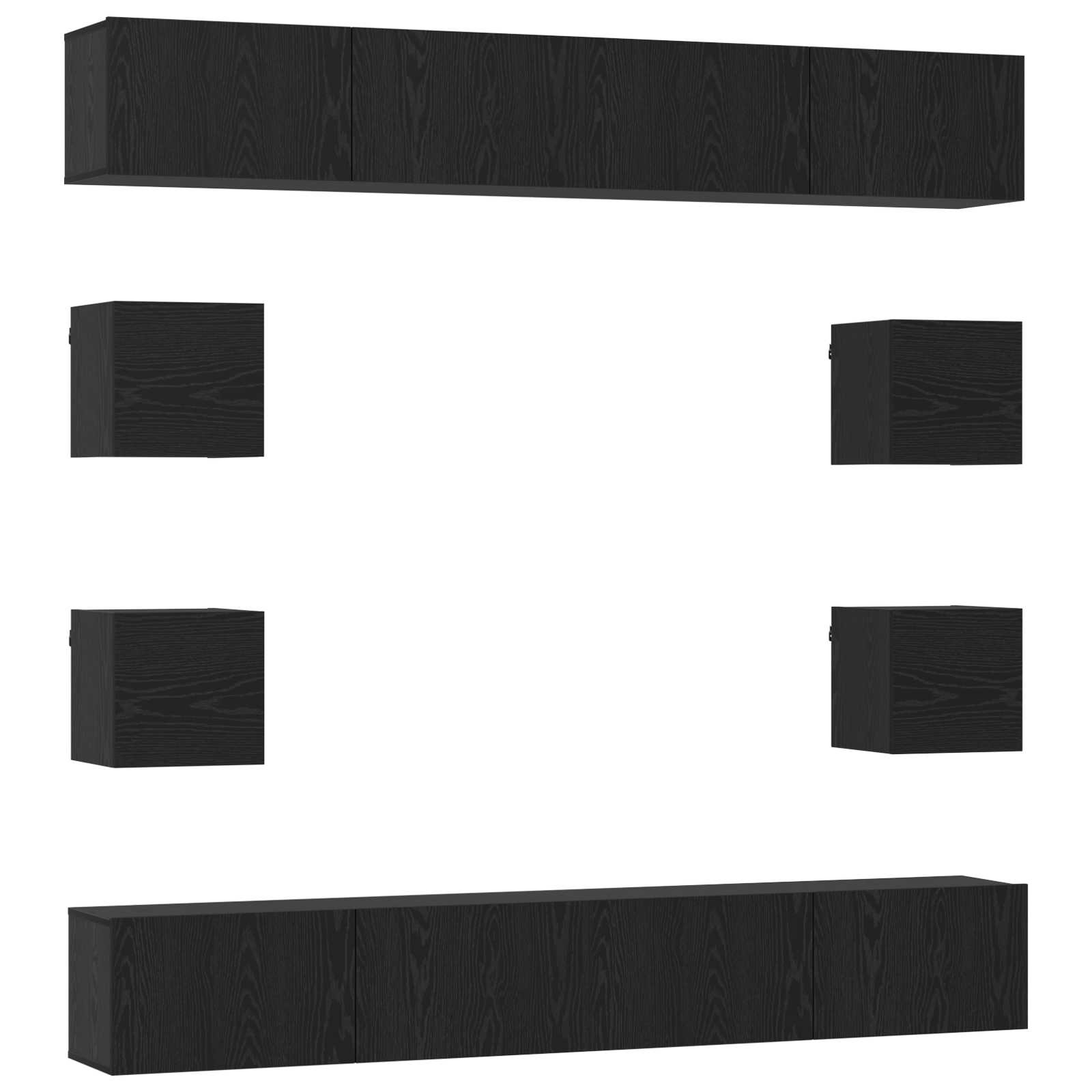 Ensemble meuble TV 8 pc Chêne noir Bois d'ingénierie