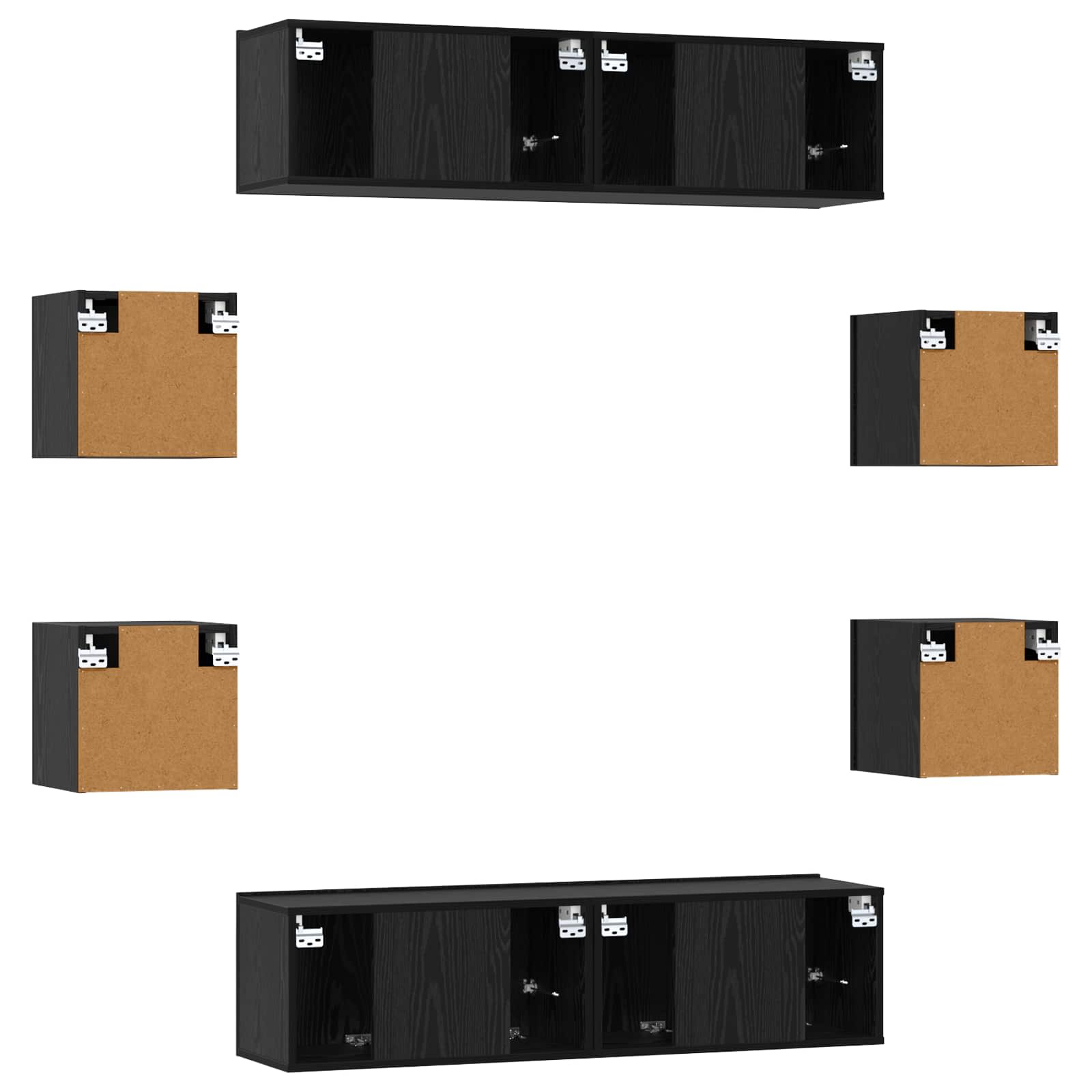 Ensemble meuble TV 8 pc Chêne noir Bois d'ingénierie