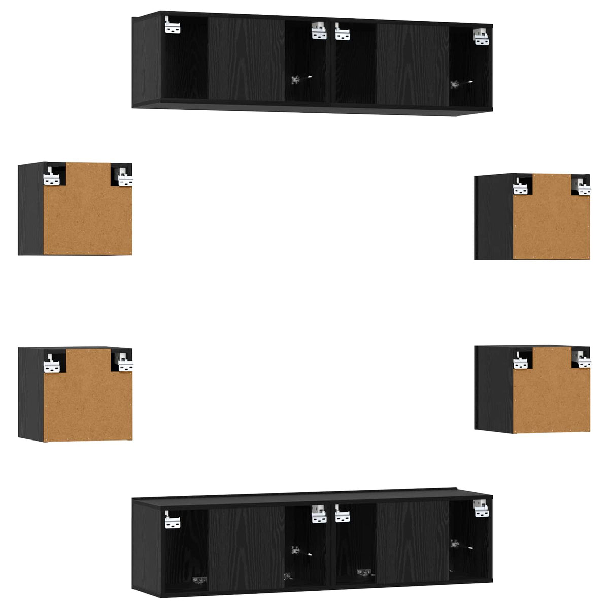 Ensemble meuble TV 8 pc Chêne noir Bois d'ingénierie