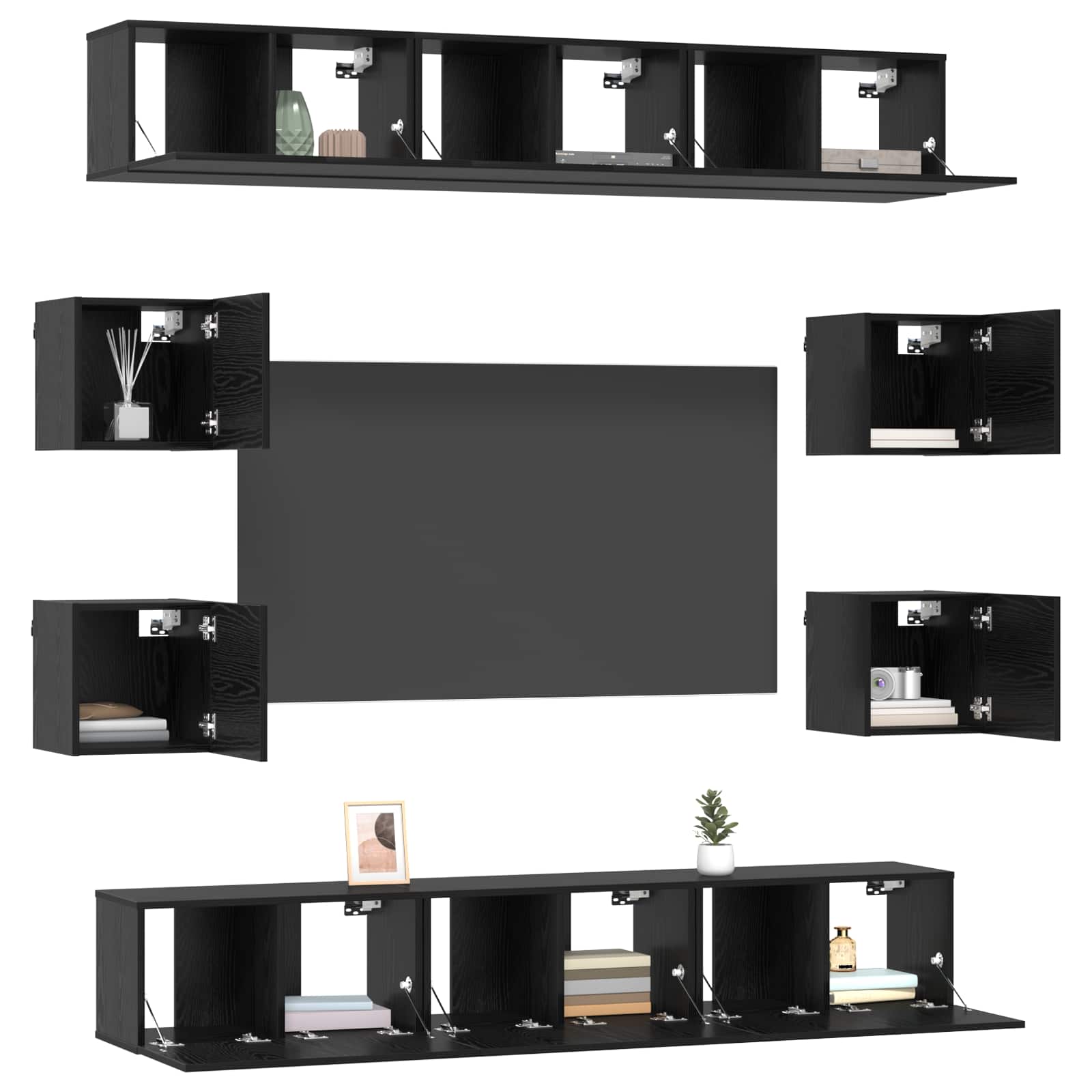 Ensemble meuble TV 10 pcs 180 x 30 x 30 cm Chêne noir - XIOS