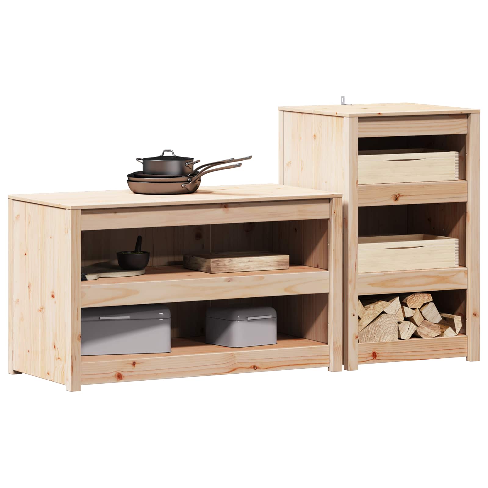Meuble de cuisine d'extérieur MEPPEL 2 pc Douglas Naturel