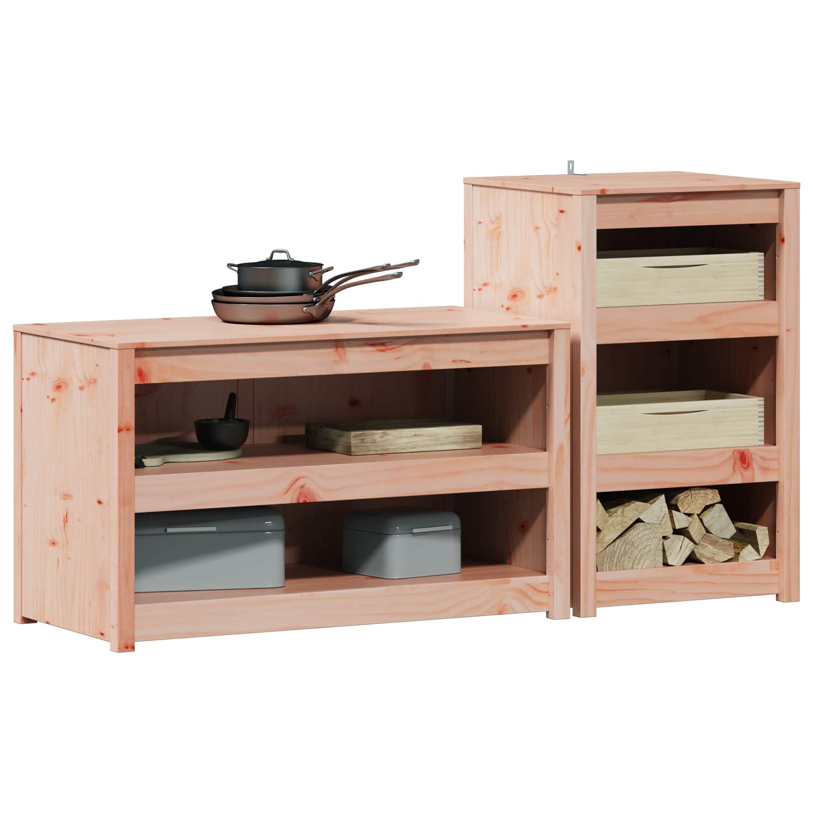 Meuble de cuisine d'extérieur MEPPEL 2 pc Blanc