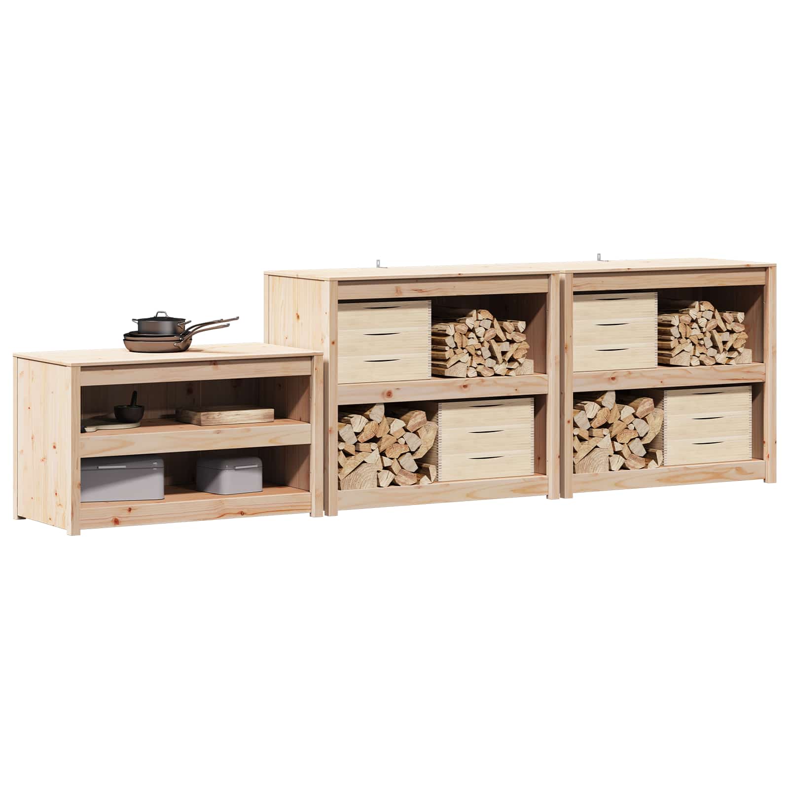 Meuble de cuisine d'extérieur MEPPEL 3 pcs Douglas Naturel - XIOS