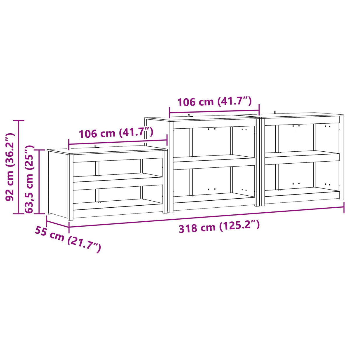 Meuble de cuisine d'extérieur MEPPEL 3 pcs Douglas Naturel