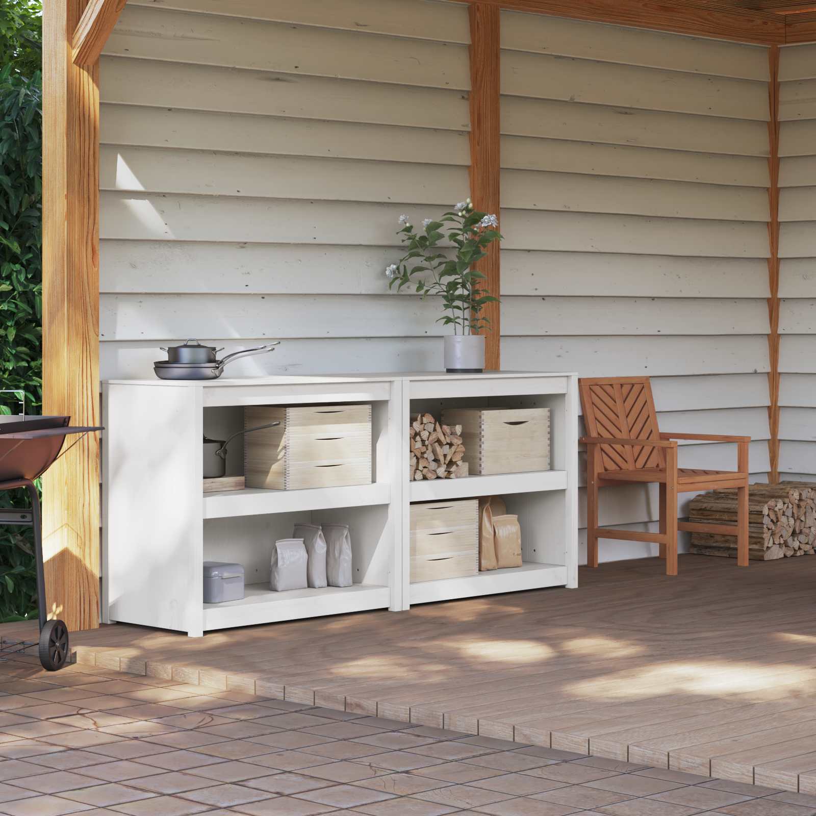 Meuble de cuisine d'extérieur MEPPEL 2 pc Blanc - XIOS