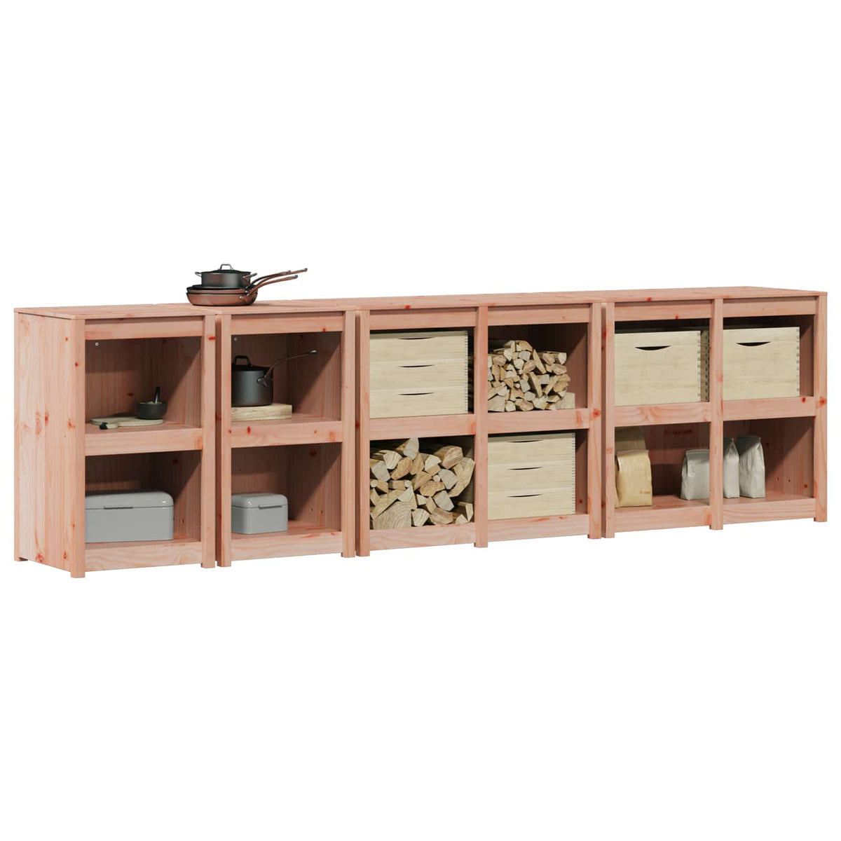 Meuble de cuisine d'extérieur MEPPEL 4 pc Douglas Naturel