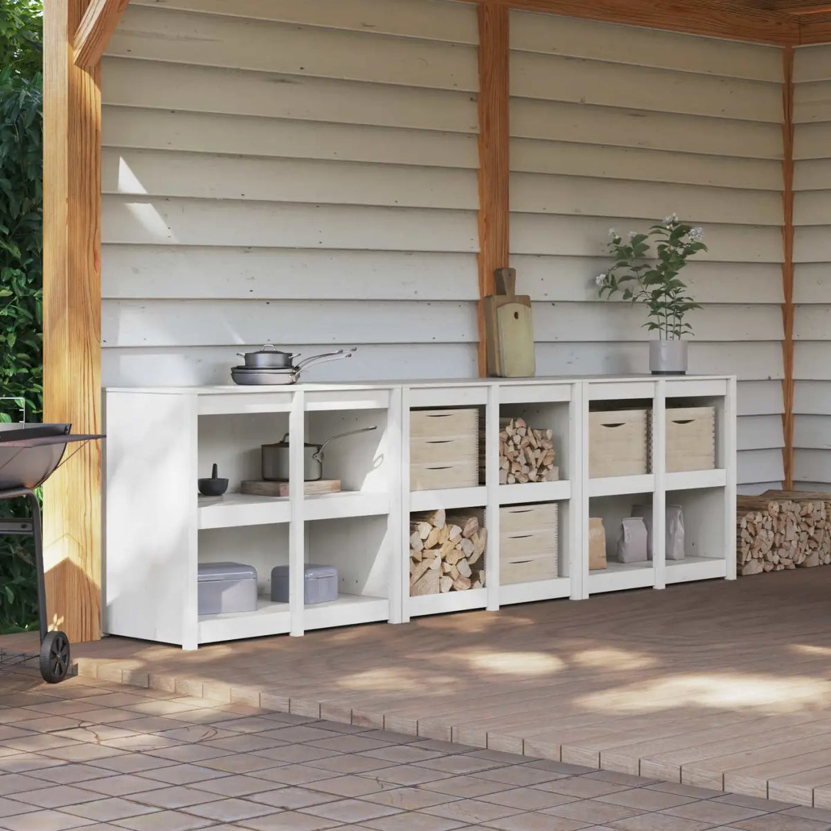Meuble de cuisine d’extérieur MEPPEL 3 pc Blanc - XIOS