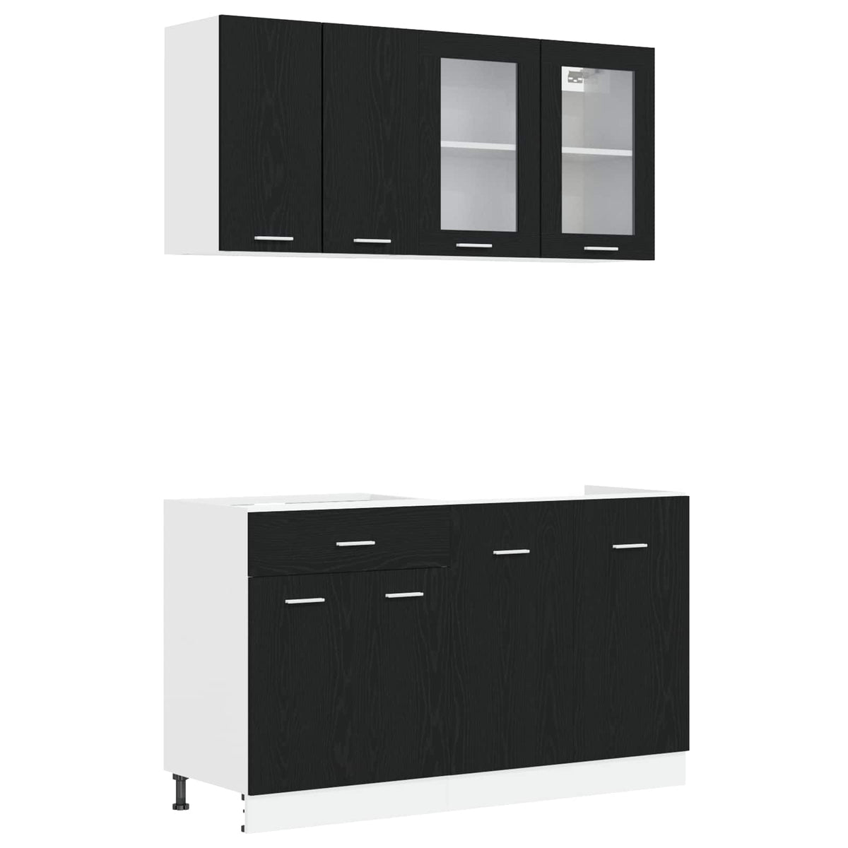 Unité de cuisine LYON 4 pc Chêne noir Bois d'ingénierie