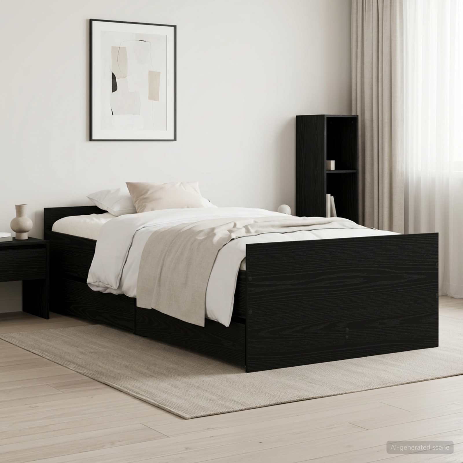 Cadre de lit Chêne noir 90 x 200 cm Bois d'ingénierie - XIOS