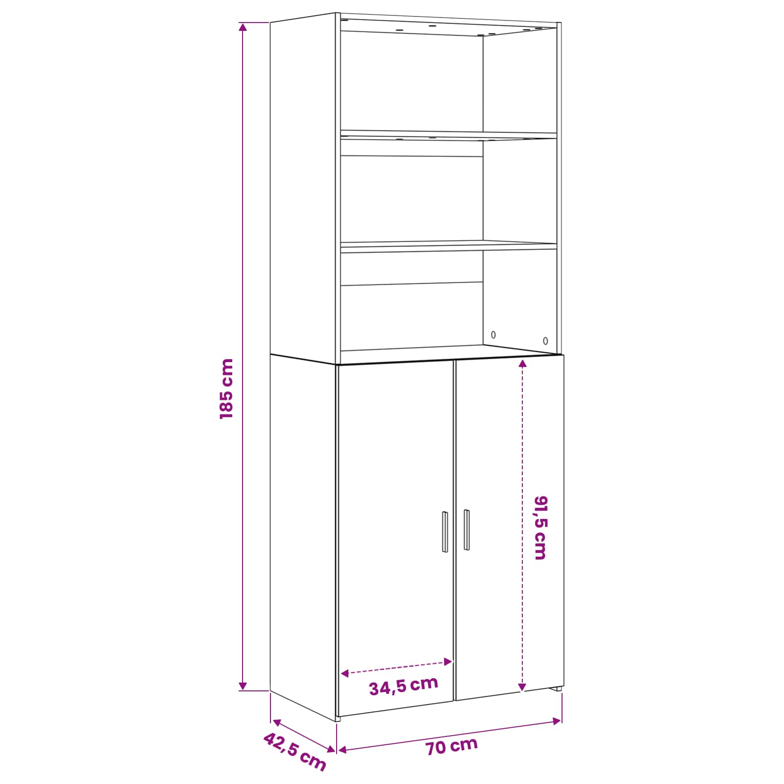 Haut Armoire Chêne noir 70 x 42,5 x 185 cm Bois d'ingénierie - XIOS