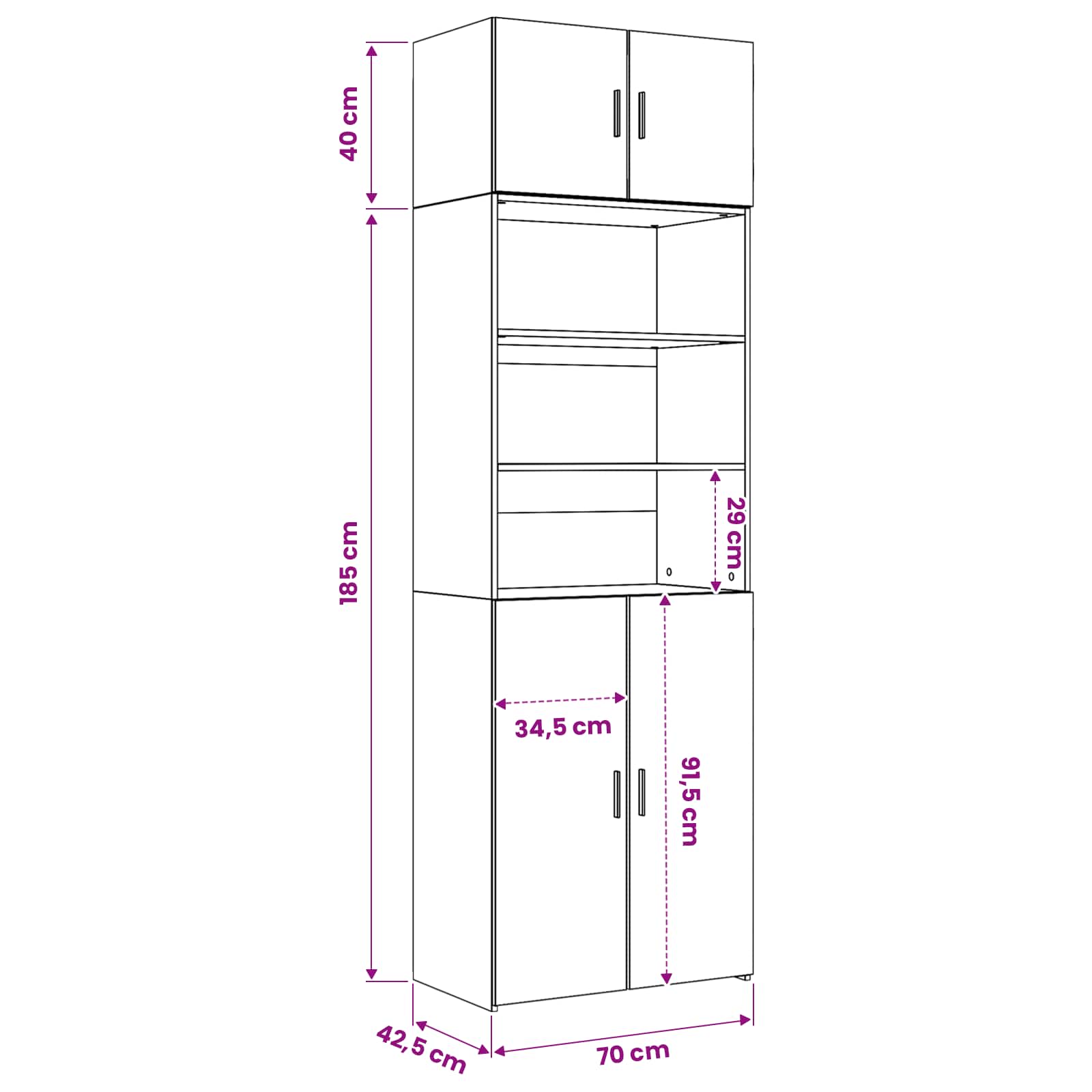 Cabinet de rangement avec étagères Chêne artisanal