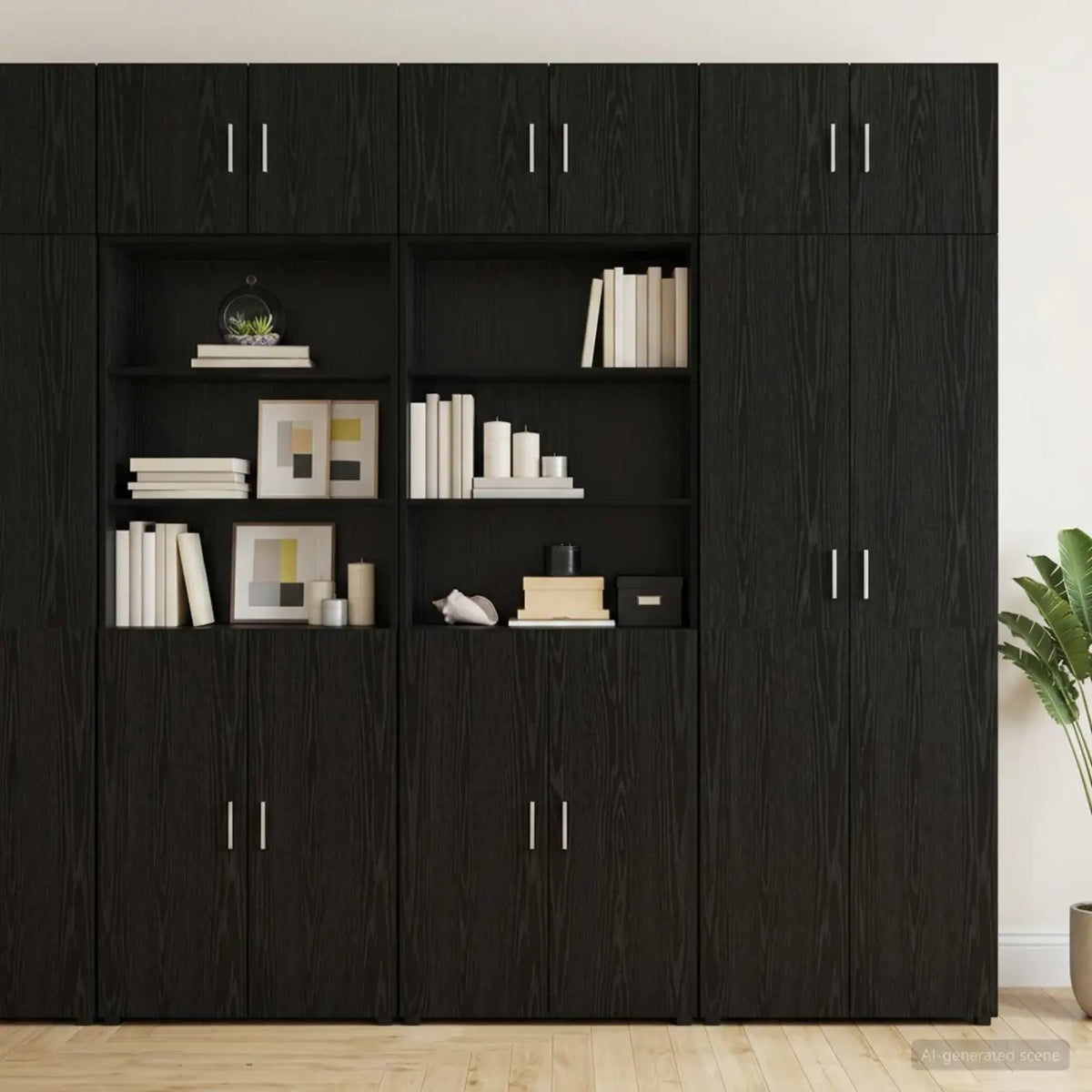 Cabinet de rangement avec étagères Chêne noir Bois d’ingénierie - XIOS