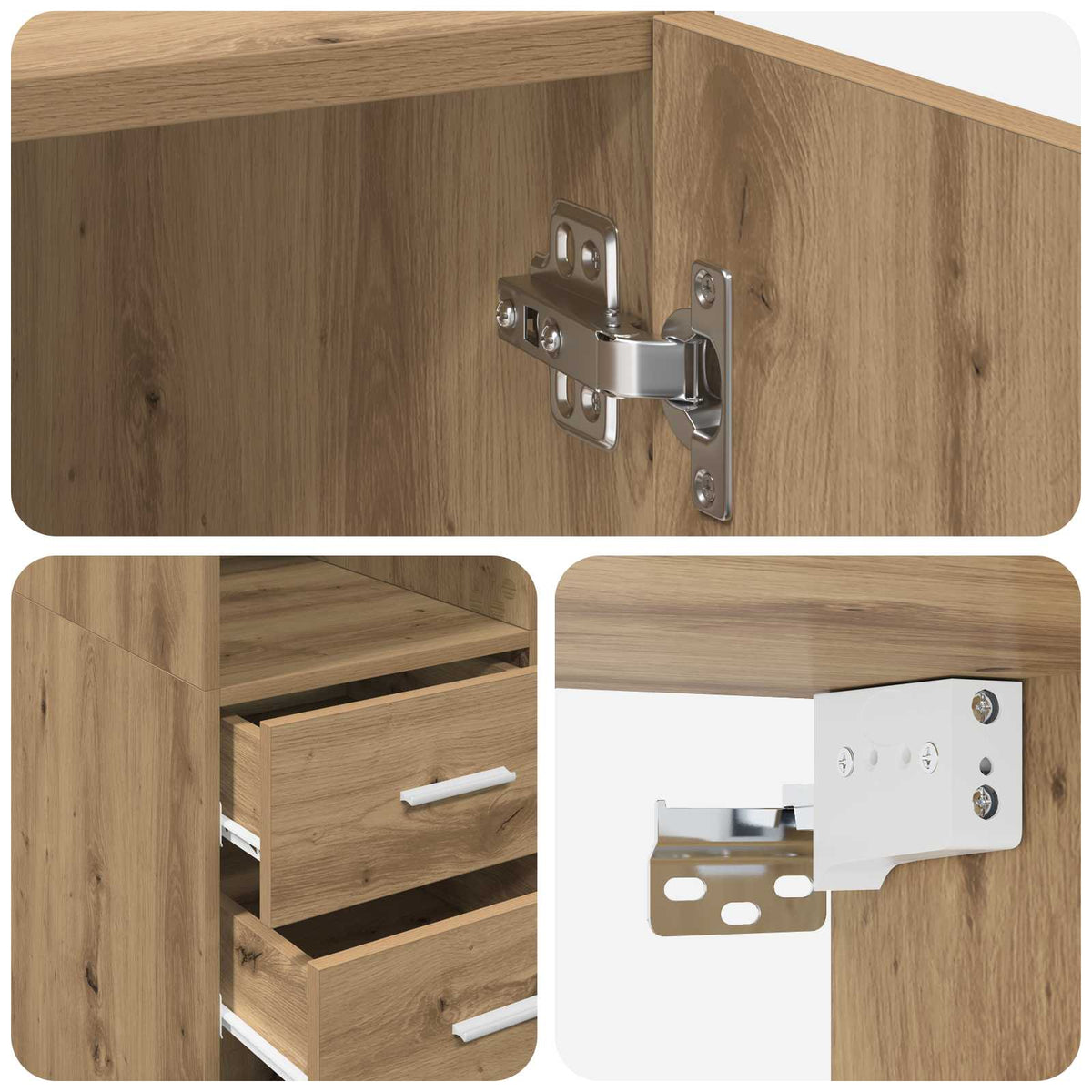 Cabinet de rangement avec étagères Chêne artisanal - XIOS