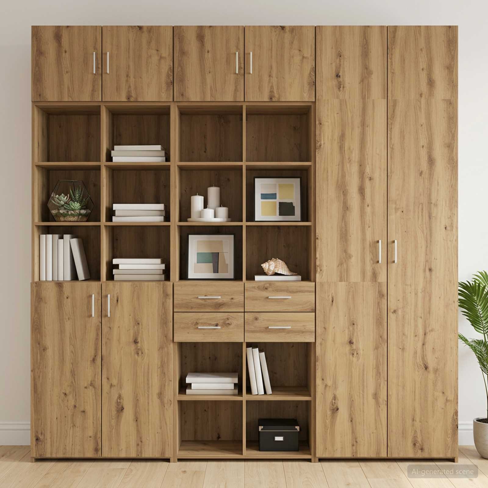 Cabinet de rangement avec étagères Chêne artisanal - XIOS