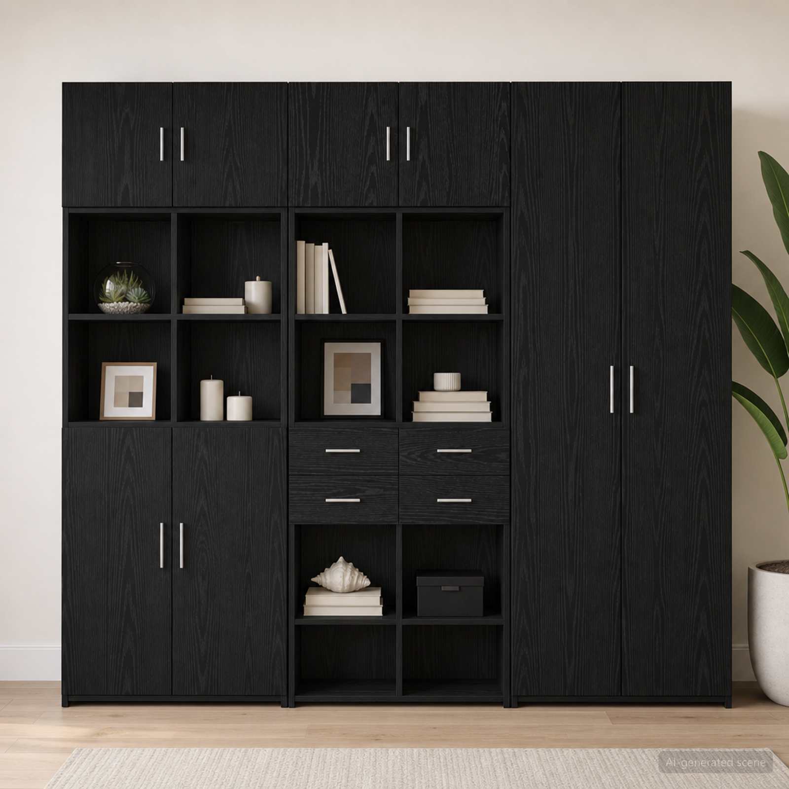 Cabinet de rangement avec étagères Chêne noir Bois d'ingénierie - XIOS