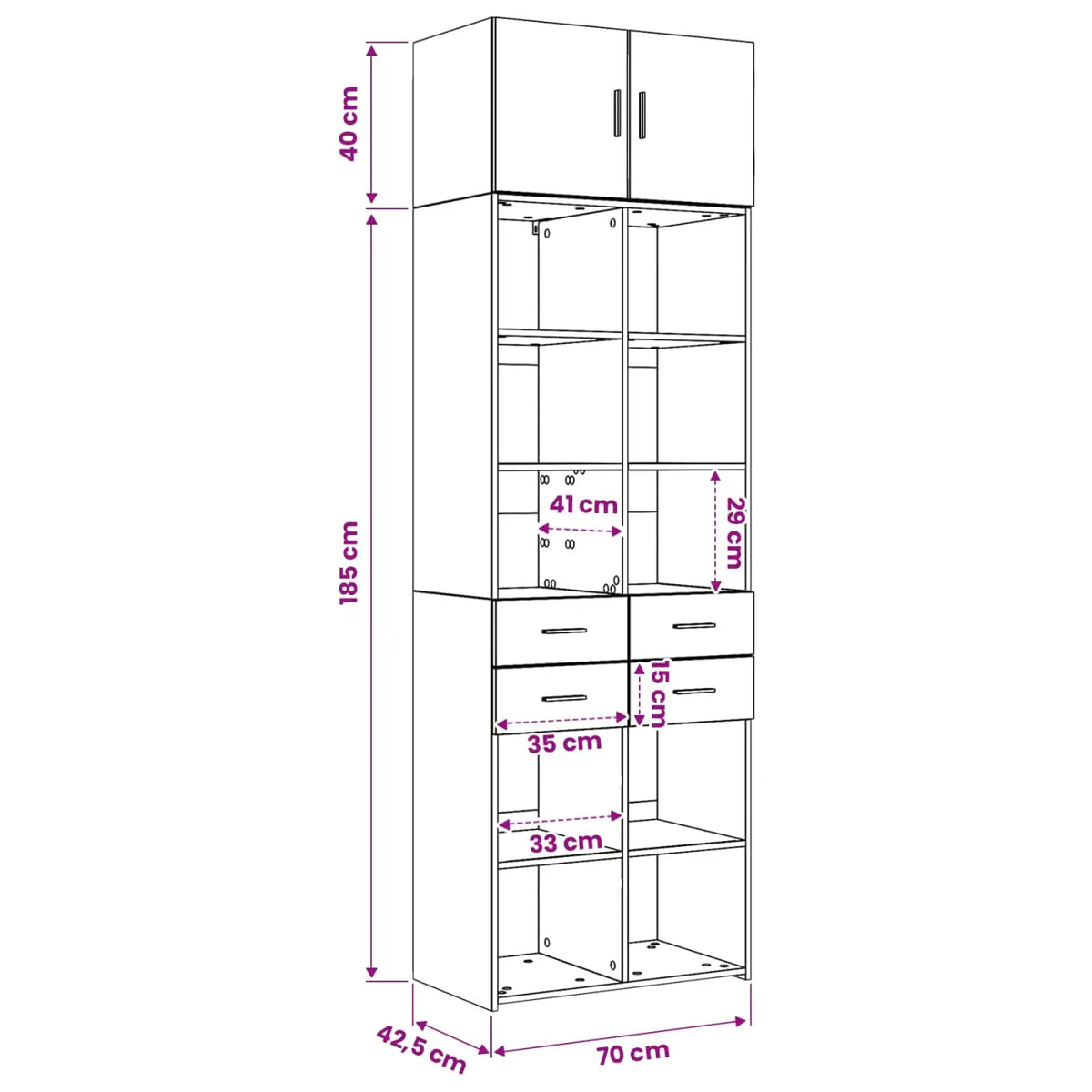 Cabinet de rangement avec étagères Chêne noir Bois d’ingénierie - XIOS