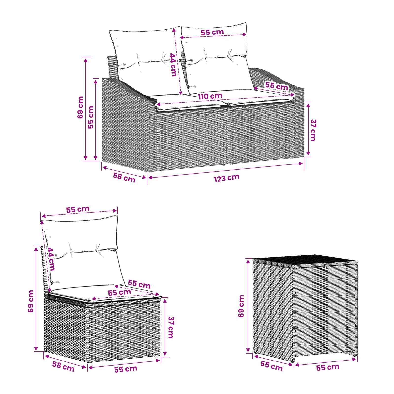 Ensemble de Canapés 7 pcs Gris clair et gris foncé