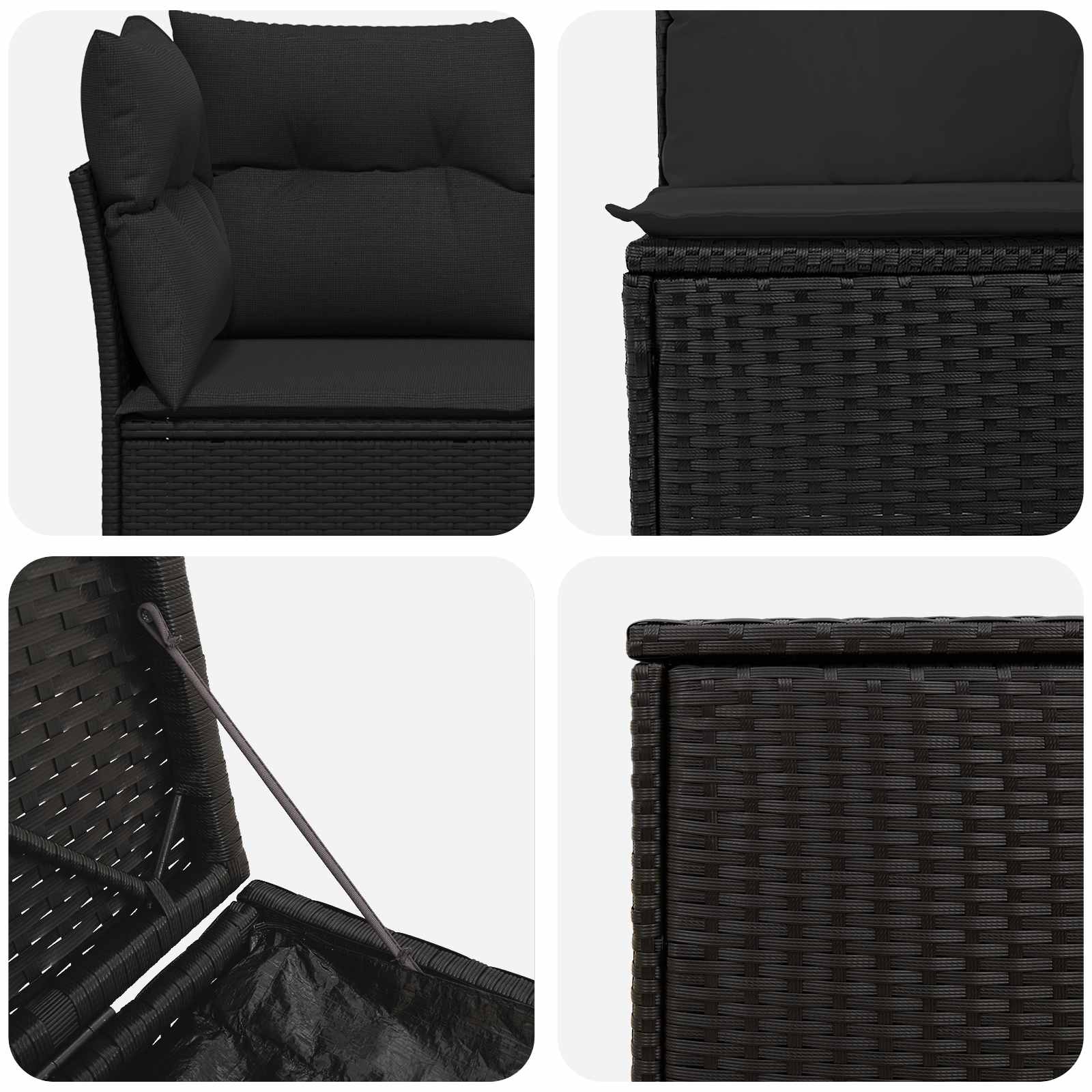 Ensemble de Canapés 7 pc Noir Rattan synthétique et acier