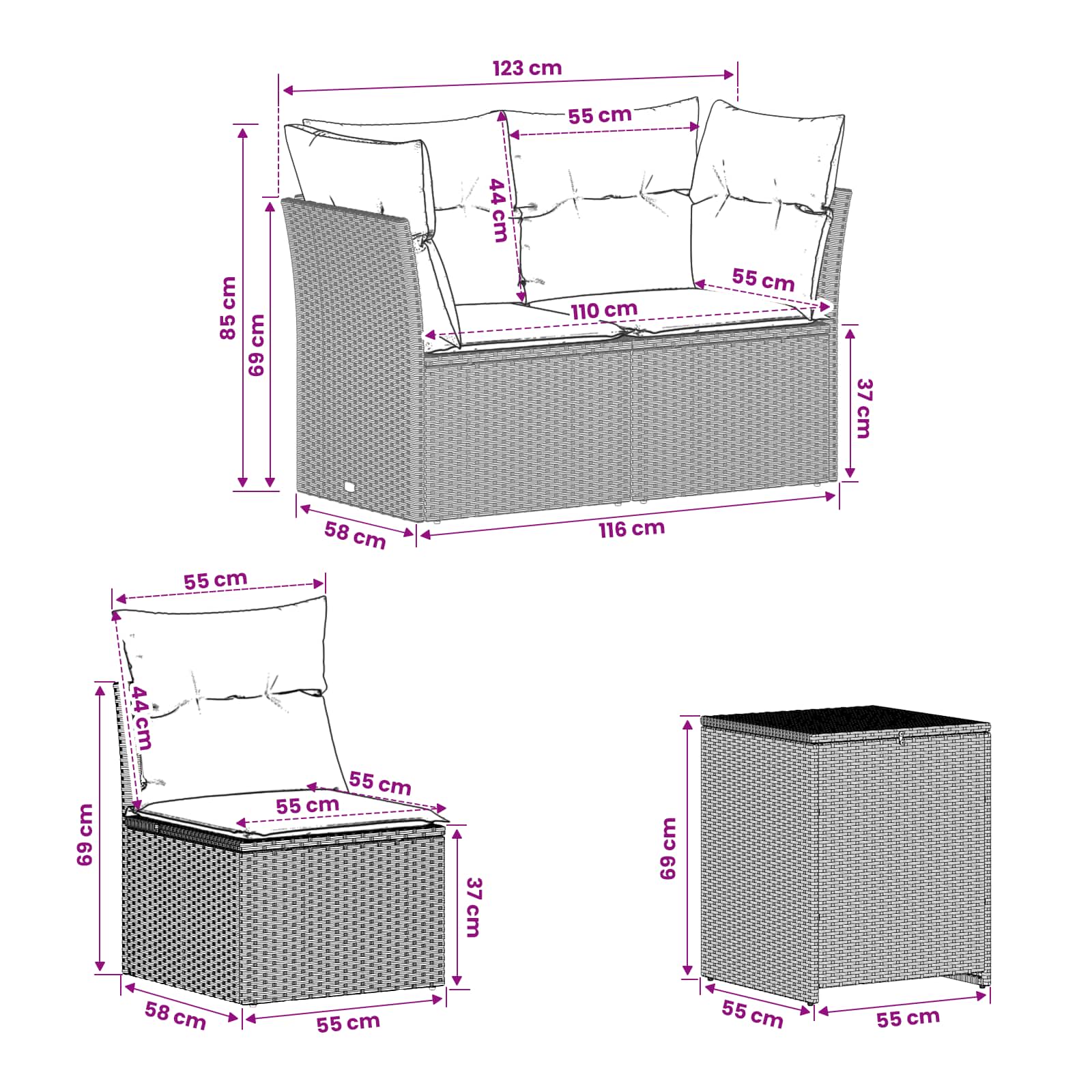 Ensemble de Canapés 7 pcs Gris clair et gris foncé