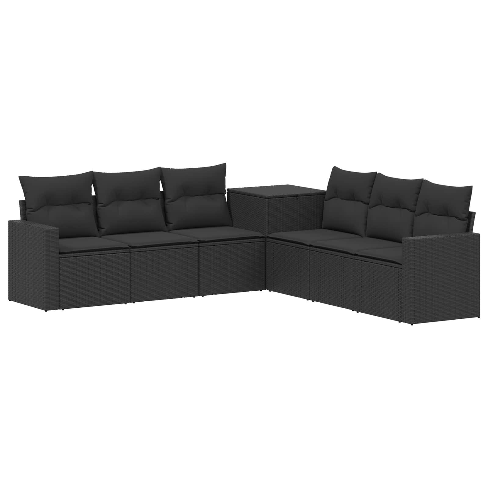Ensemble de Canapés 7 pcs Noir Rattan synthétique et acier