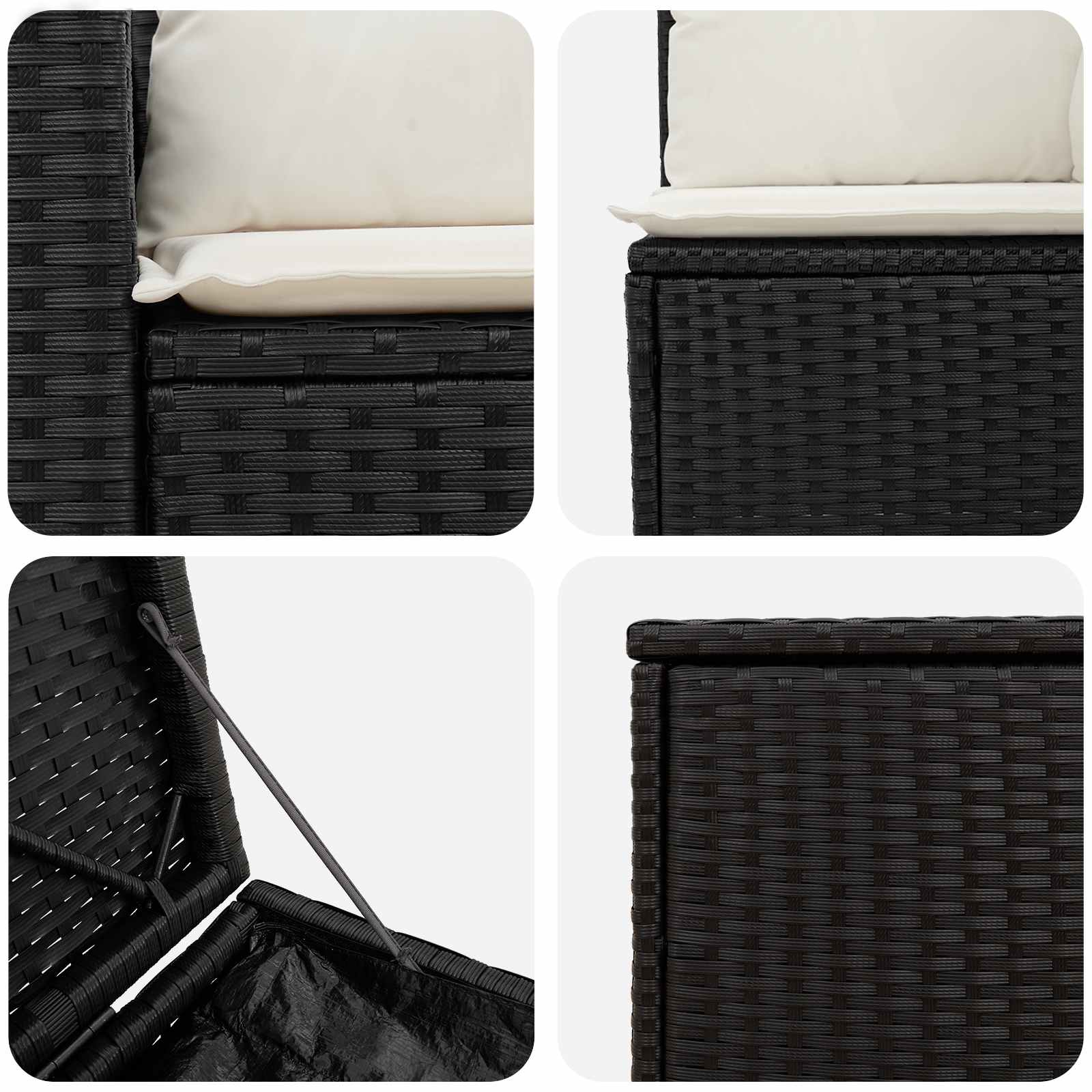 Ensemble de Canapés 7 pcs Noir et blanc crème