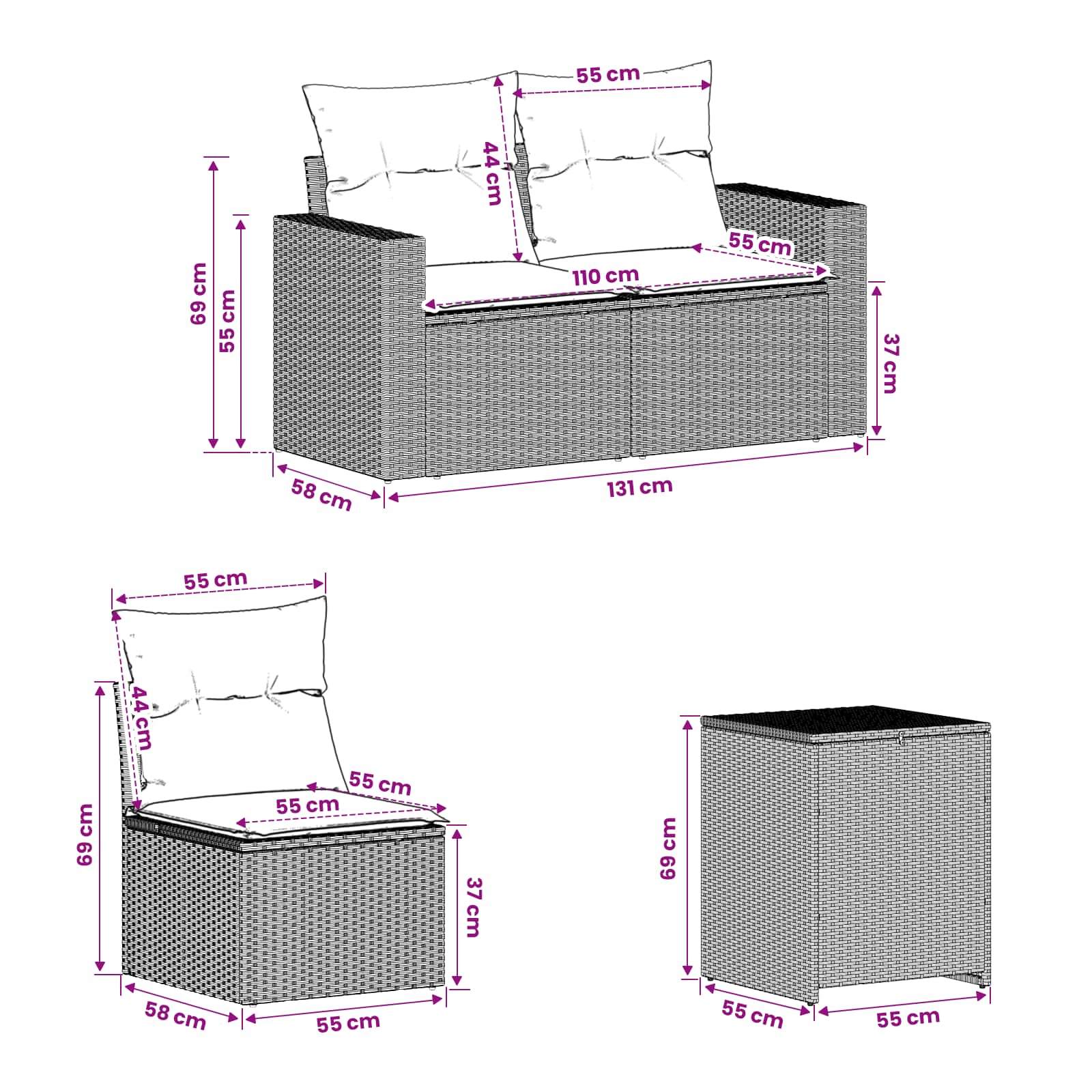 Ensemble de Canapés 7 pcs Gris clair et gris foncé