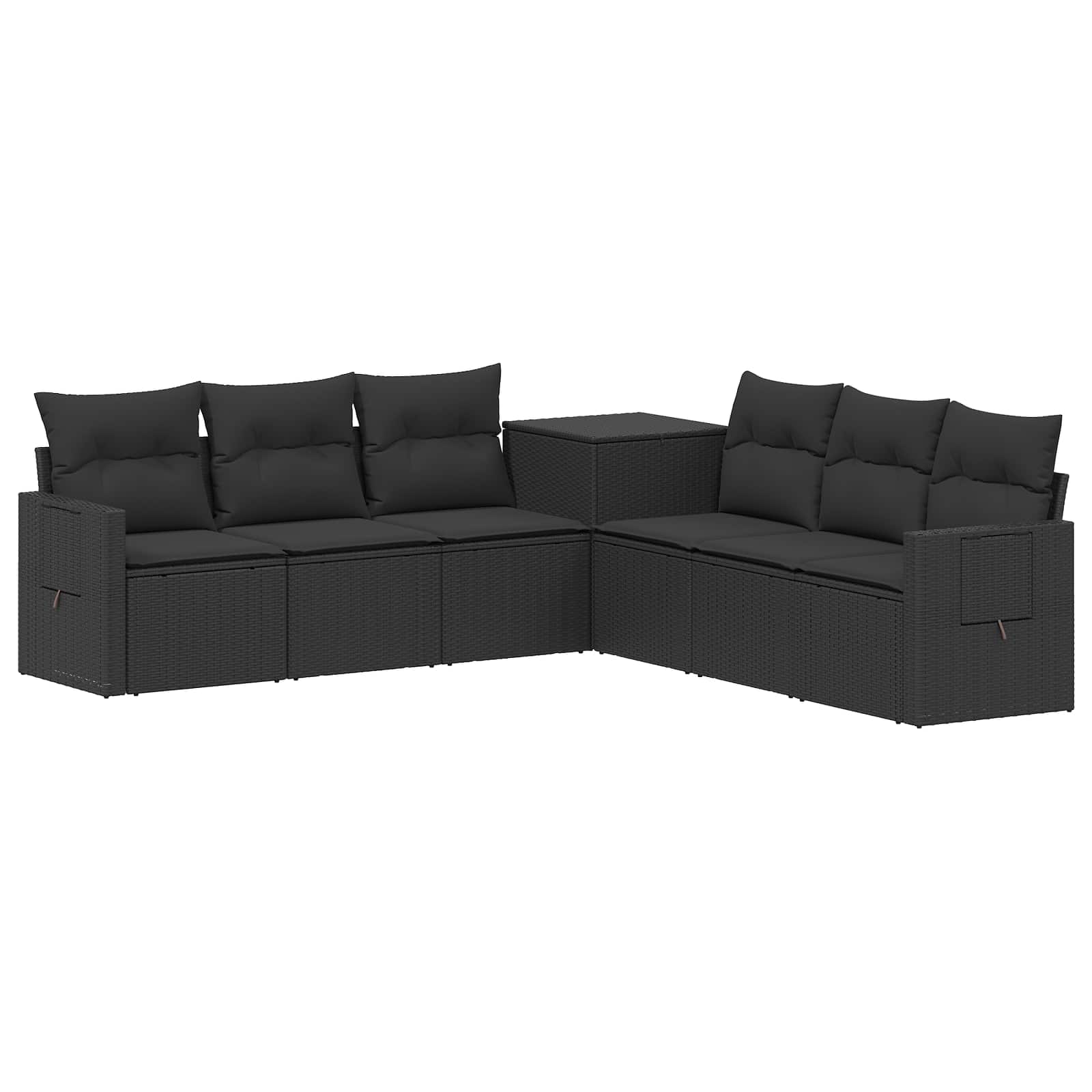 Ensemble de Canapés 7 pc Noir Rattan synthétique et acier