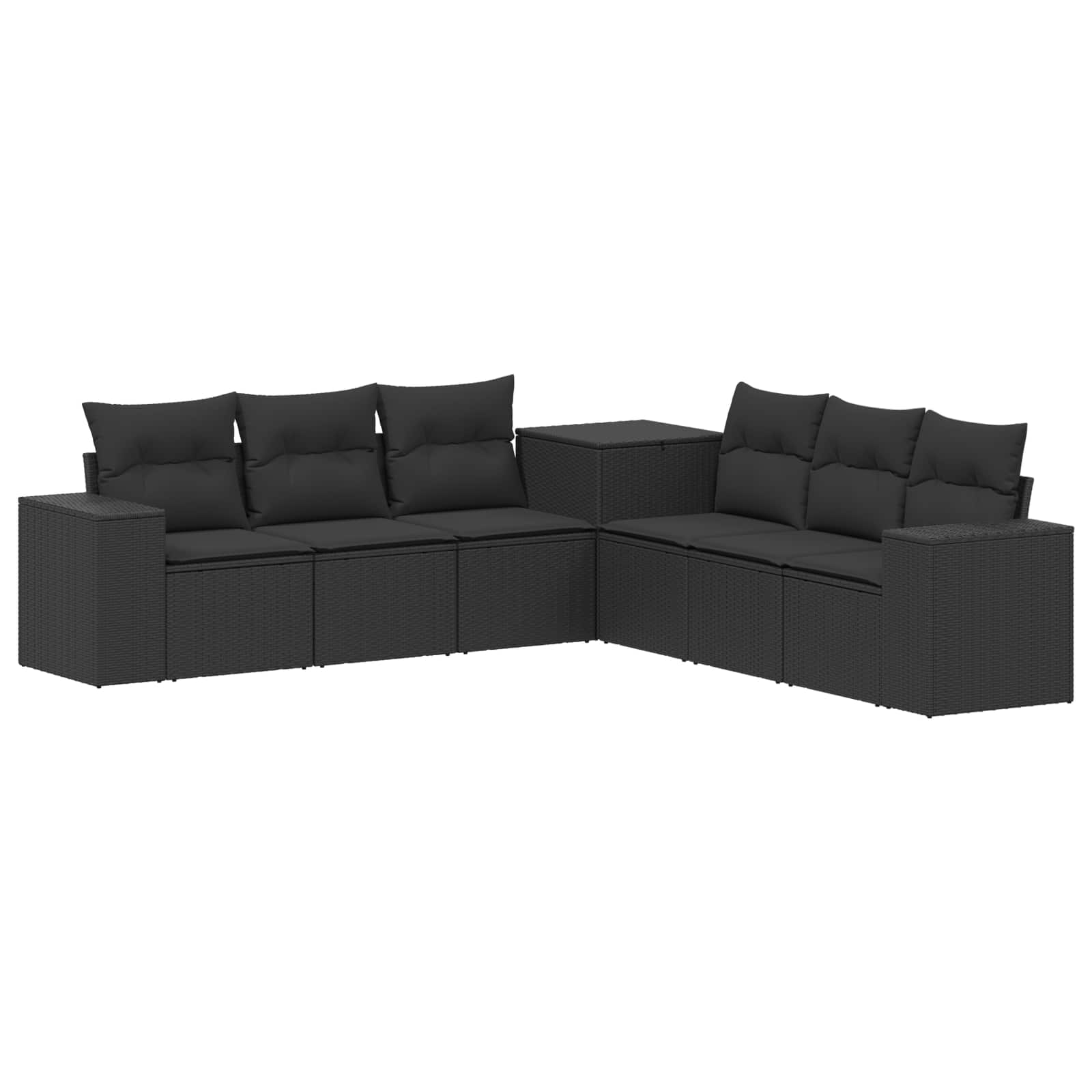Ensemble de Canapés 7 pc Noir Rattan synthétique et acier
