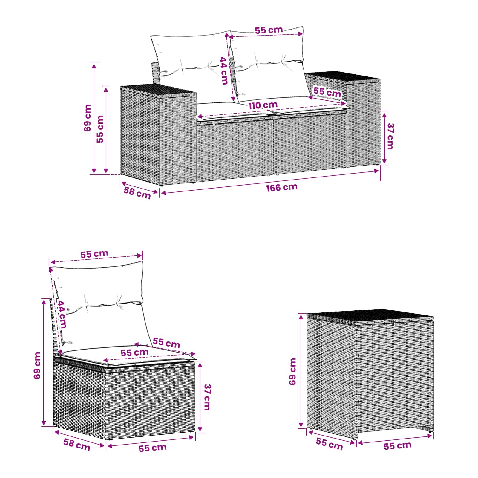 Ensemble de Canapés 7 pcs Gris clair et gris foncé