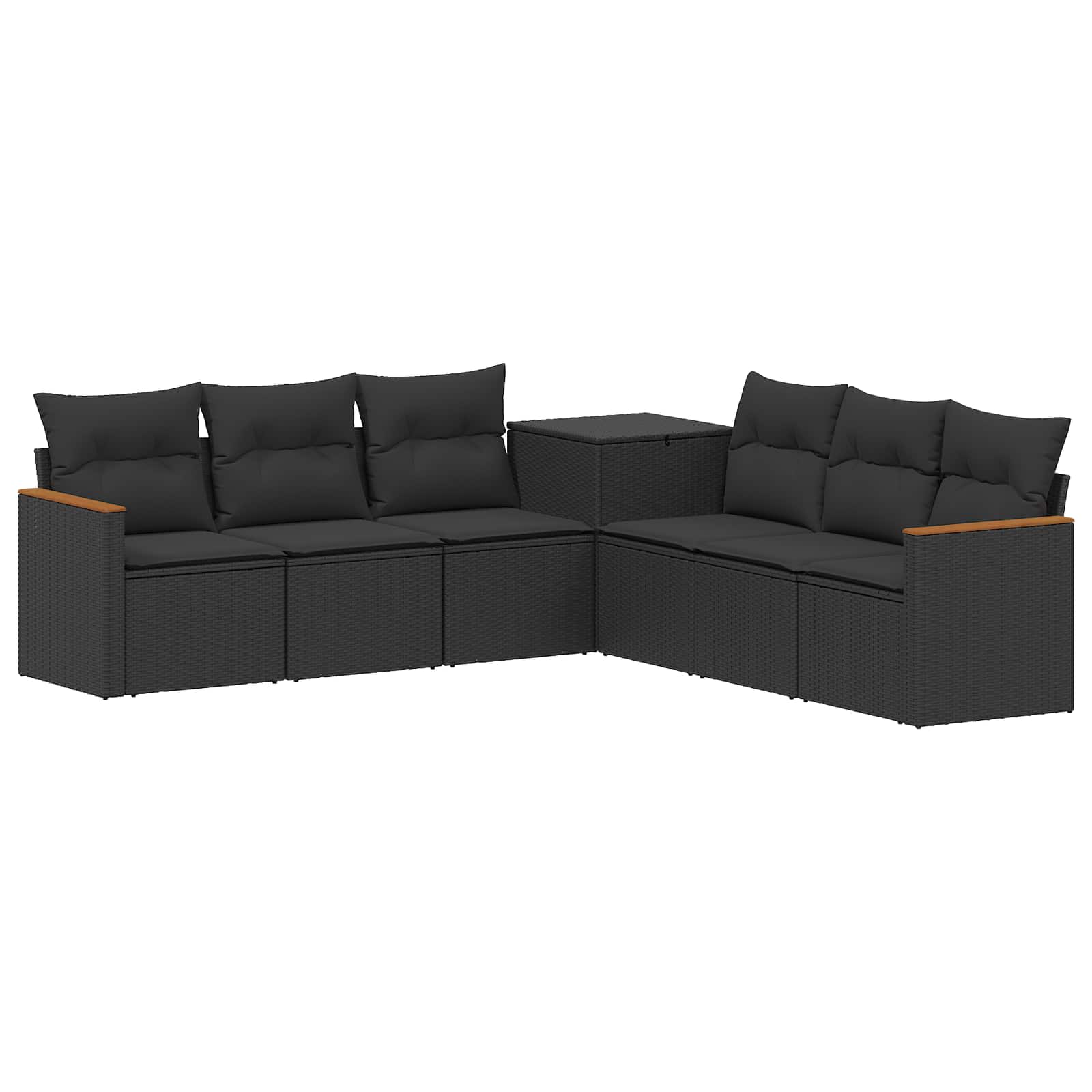 Ensemble de Canapés 7 pcs Noir Rattan synthétique et acier
