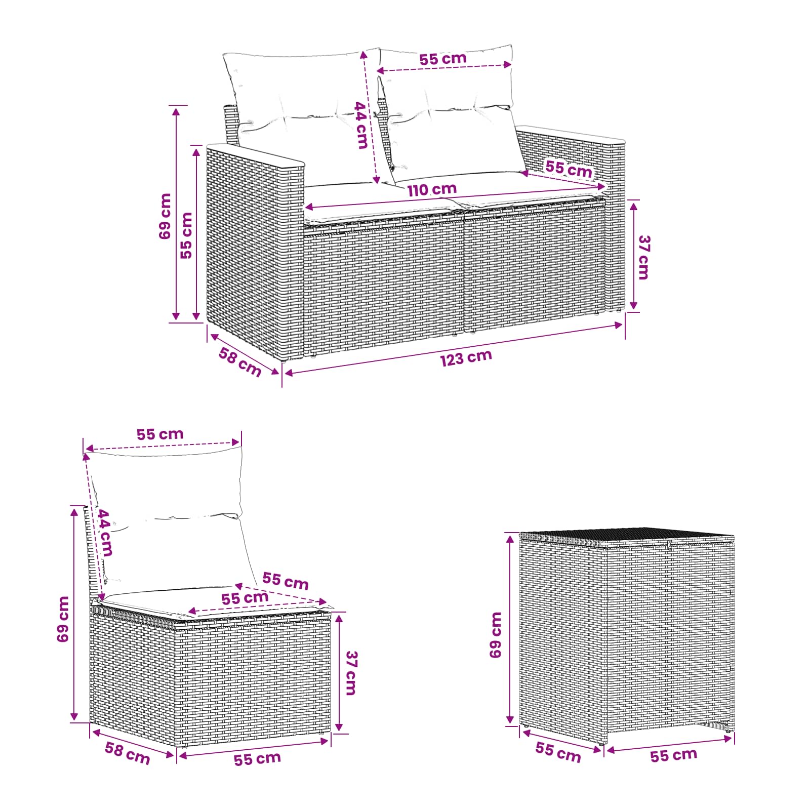 Ensemble de Canapés 7 pcs Gris et Gris foncé