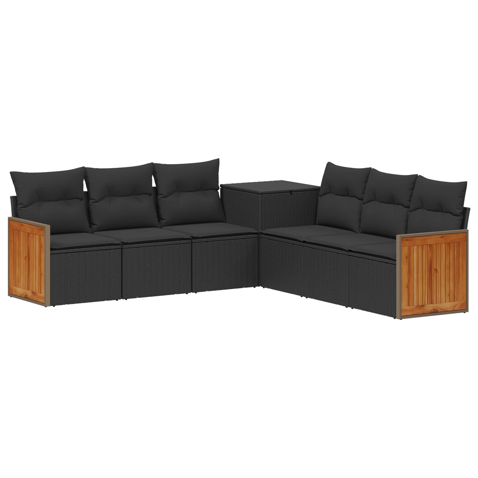 Ensemble de Canapés 7 pcs Noir Rattan synthétique et acier