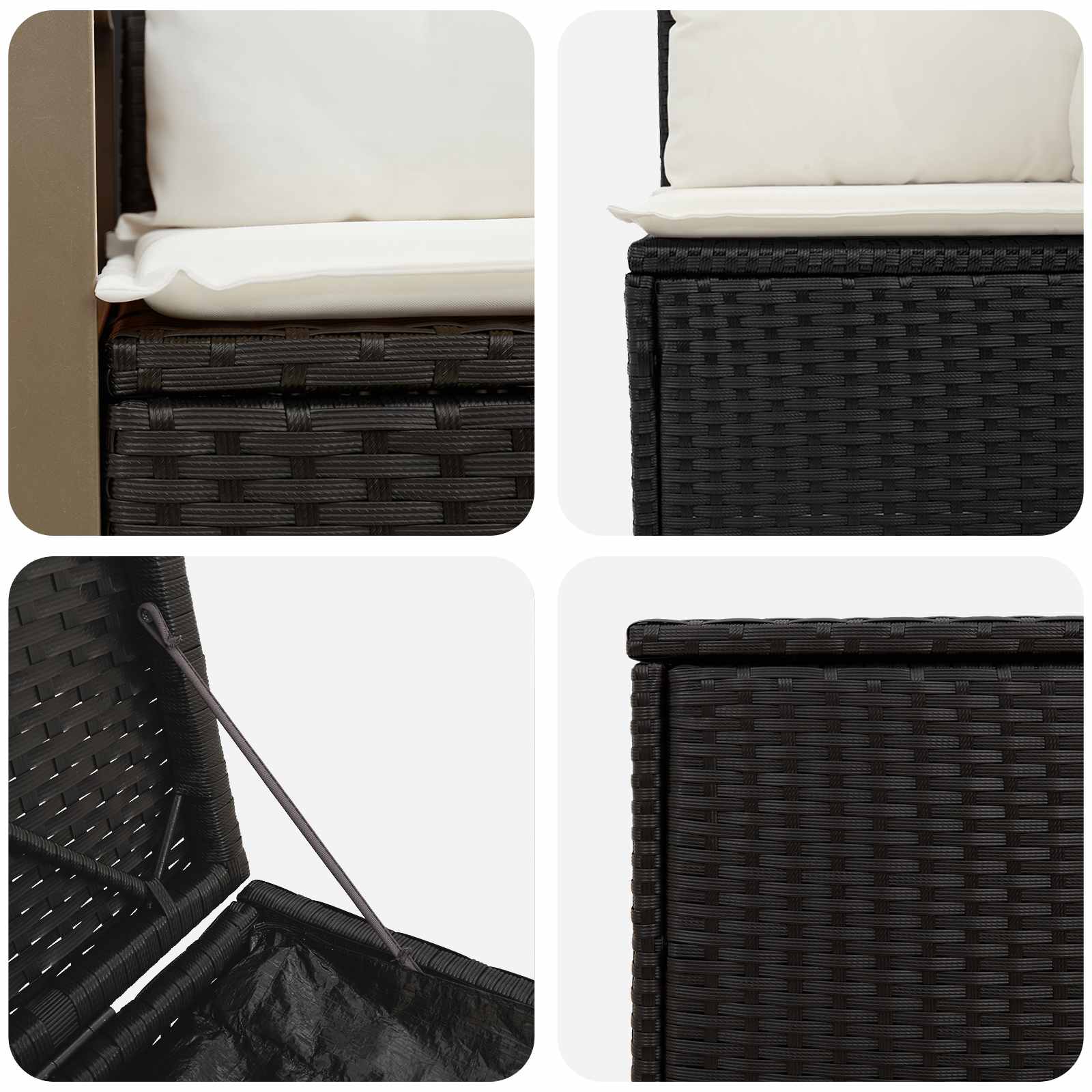 Ensemble de Canapés 7 pcs Noir et blanc crème