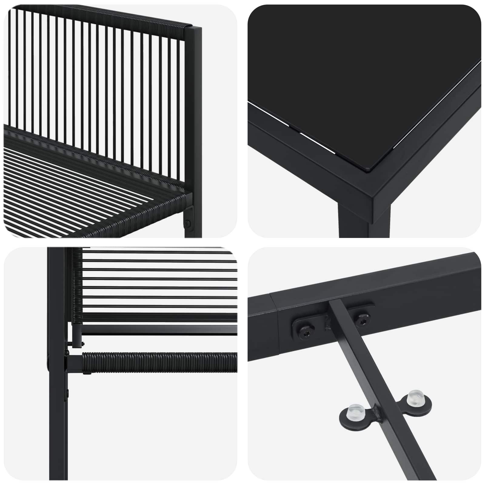 Ensemble de salle à manger pour jardin 5 pcs Noir polyrotin - XIOS