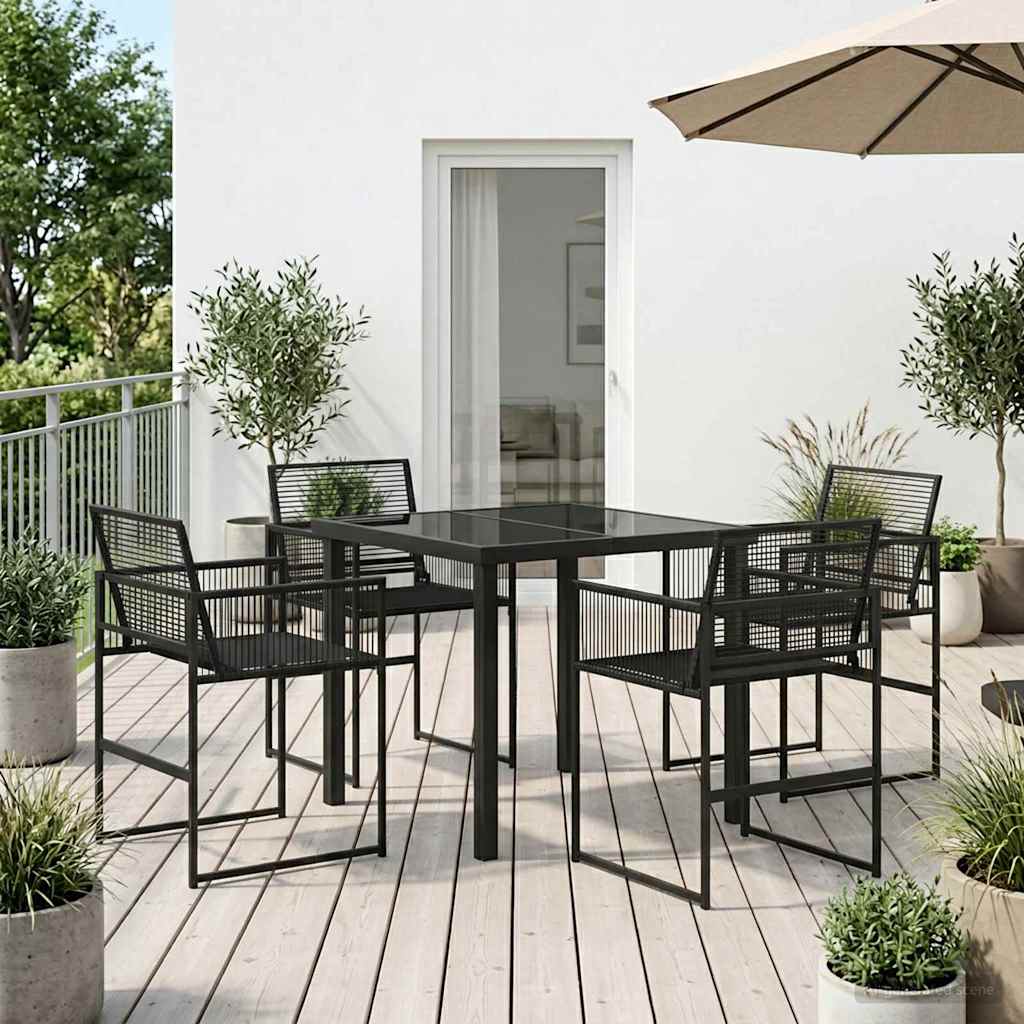 Ensemble de salle à manger pour jardin 5 pcs Noir polyrotin - XIOS
