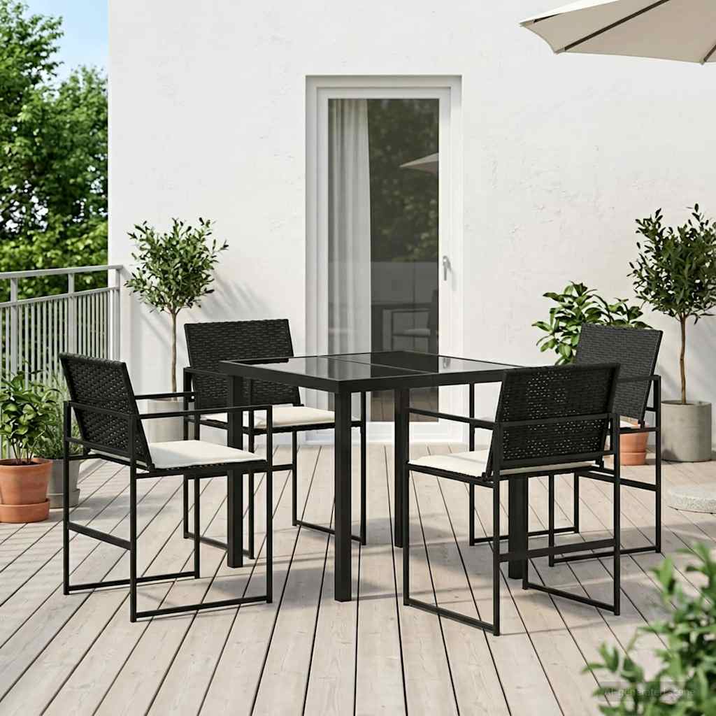 Ensemble de salle à manger pour jardin 5 pcs Noir et Crème - XIOS