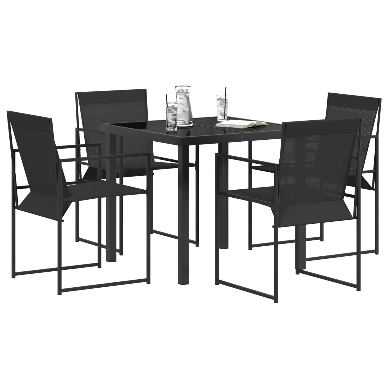 Ensemble de salle à manger pour jardin 5 pcs Noir - XIOS