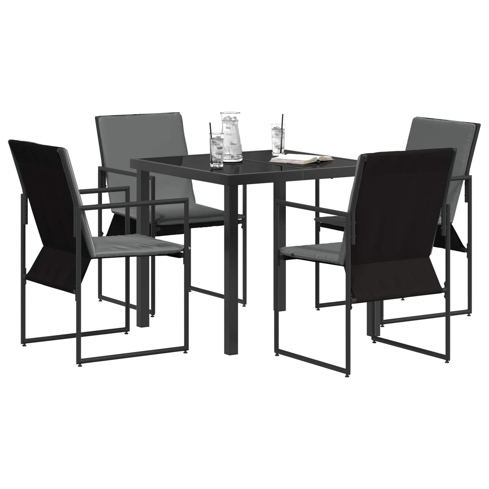 Ensemble de salle à manger pour jardin 5 pcs Noir et anthracite - XIOS
