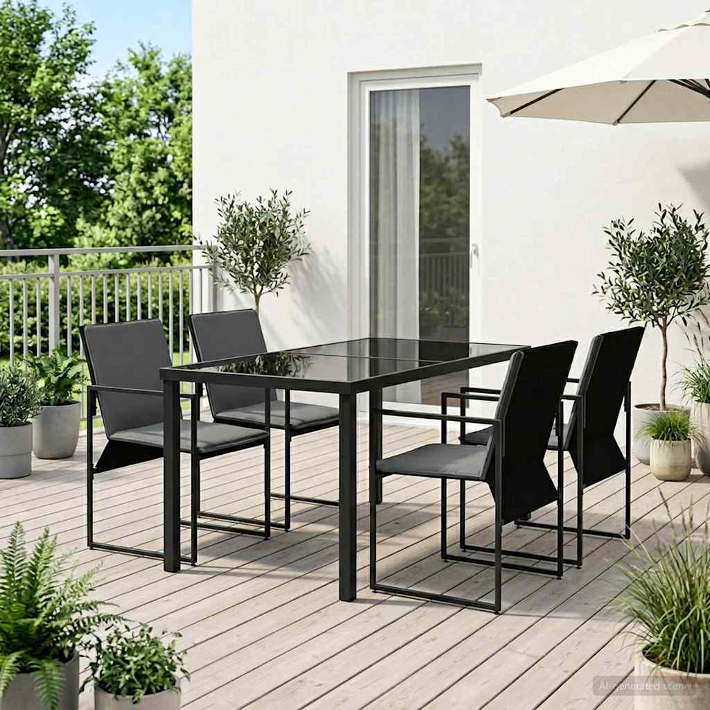 Ensemble de salle à manger pour jardin 5 pcs Noir et anthracite - XIOS